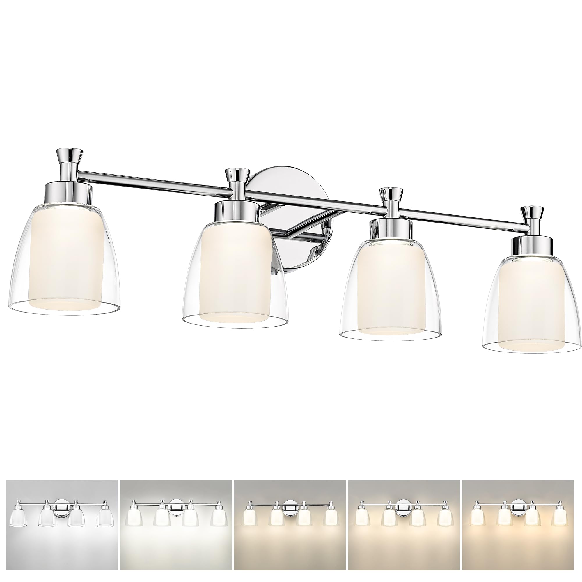 LTMATE LS5HJF95B-4W LED CH JAZAVA 28.4-in 4 -Light Chrome Integrated LED Industrial Vanity light