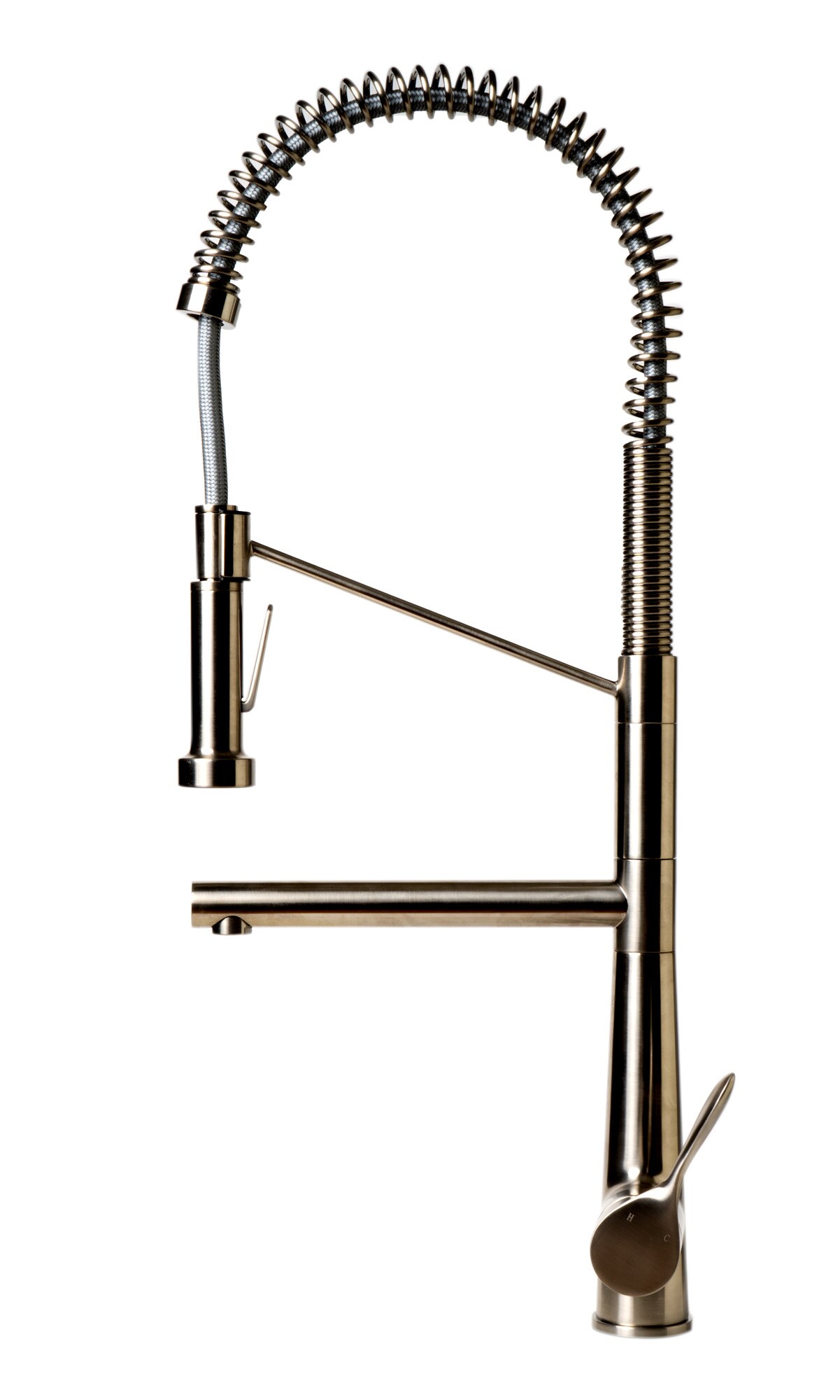 ALFI ABKF3787-BN Brushed Nickel Single Handle Deck-mount Pull-down Kitchen Faucet with Sprayer ( Side Sprayer Included )