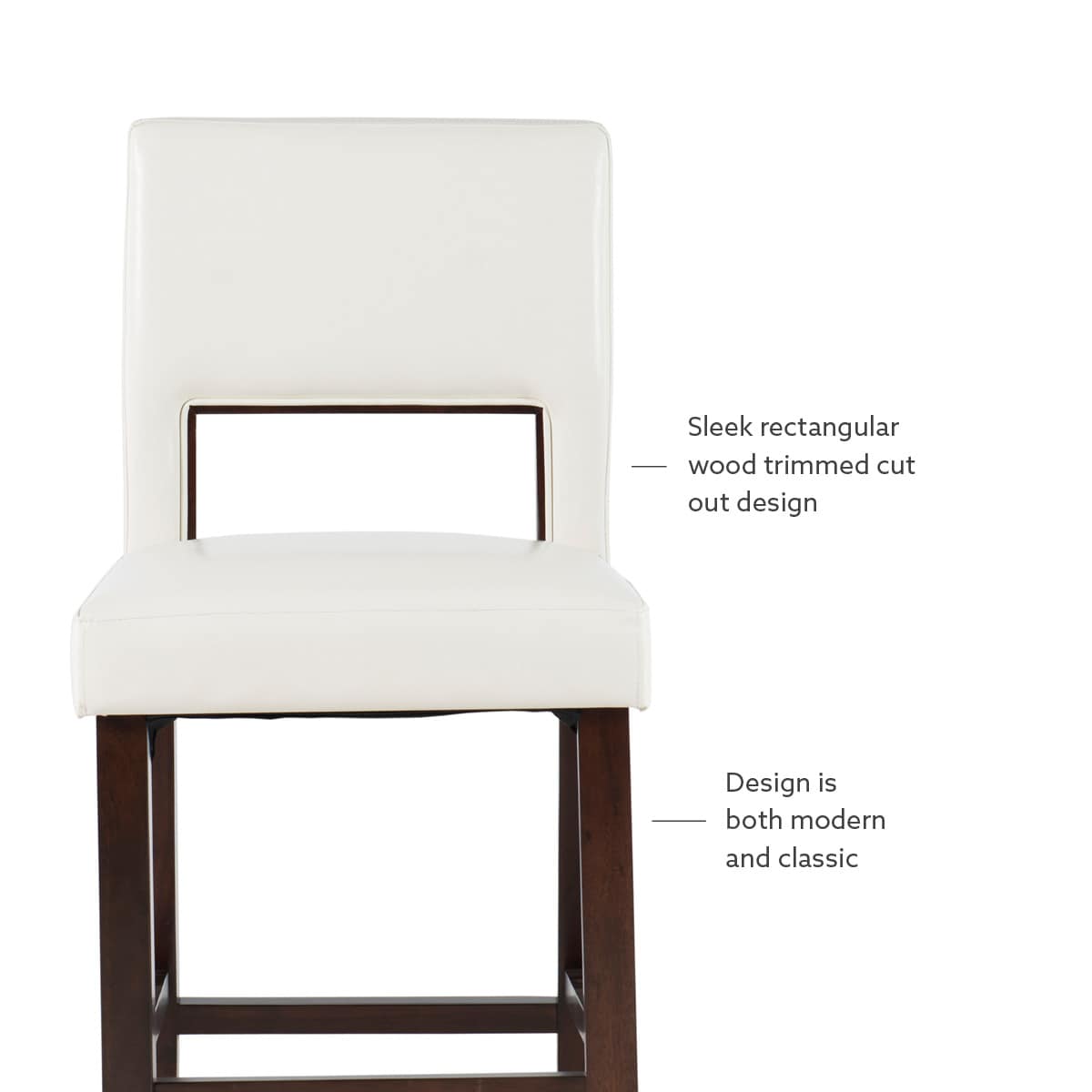 Elegant Vega 24" Espresso Finish Counter Stool with White Faux Leather