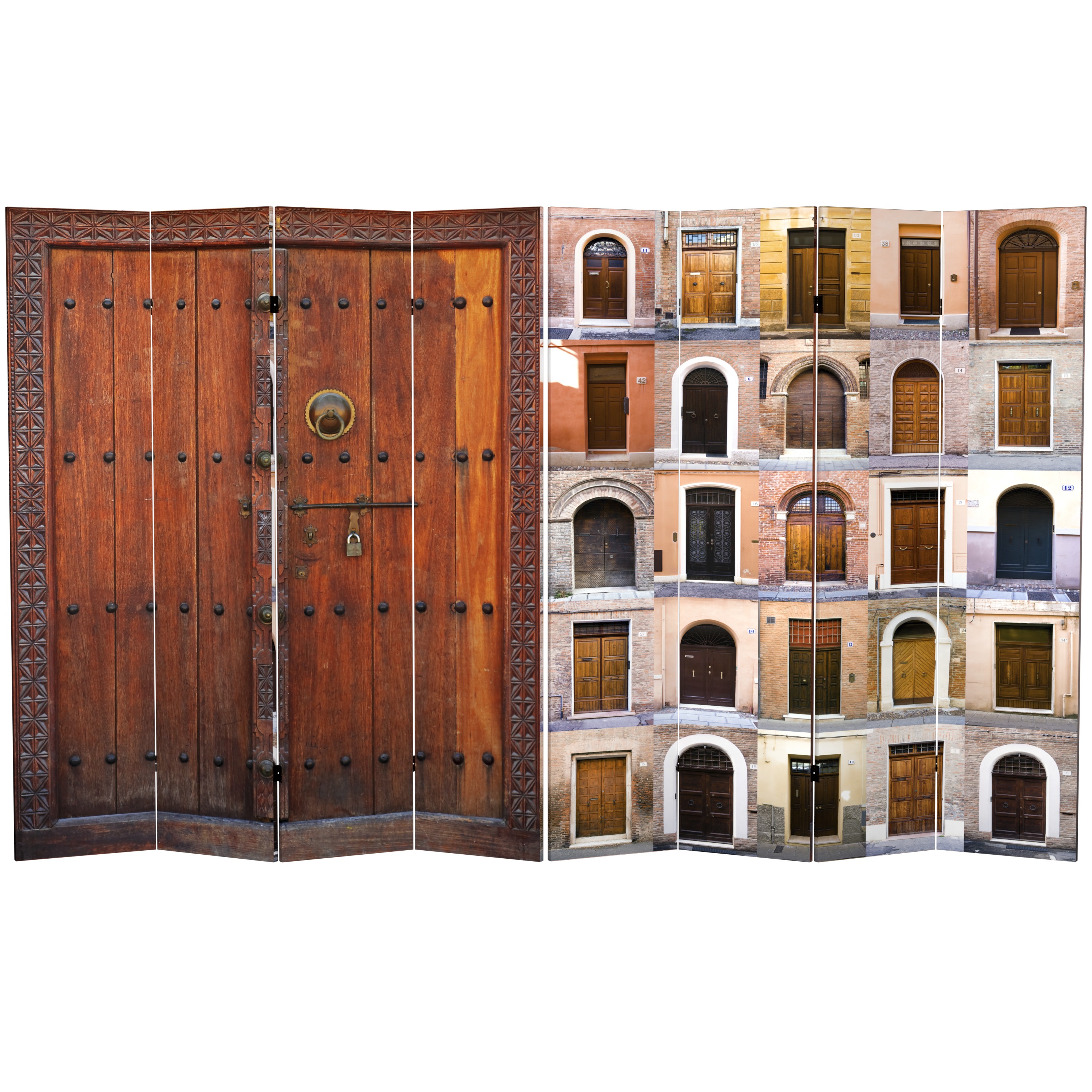 6' Tall Double Sided European Doors Canvas Room Divider