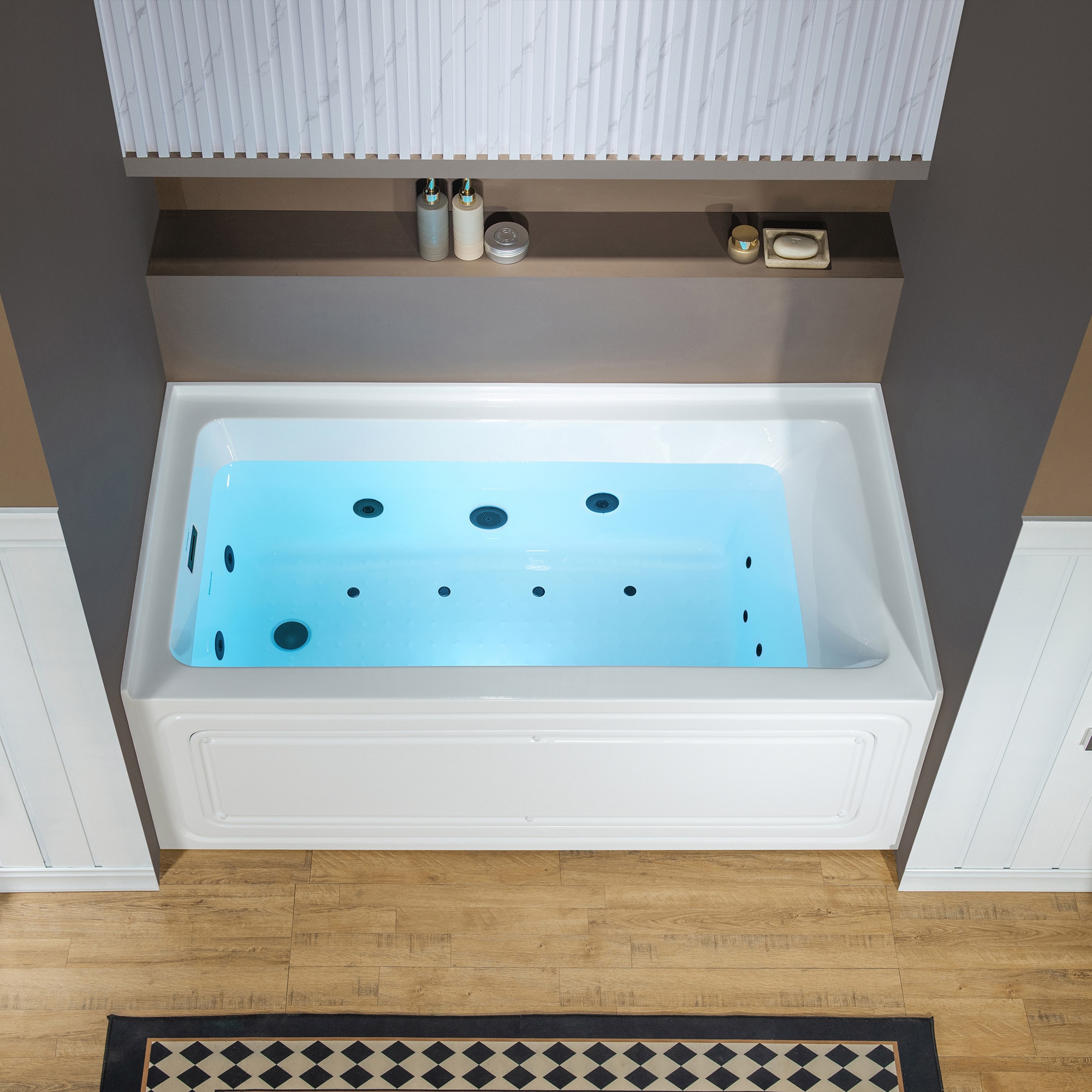 Woodbridge Perla 32-in x 60-in White with Matte Black Trim Acrylic Rectangle Alcove Whirlpool and Air Bath Combination Tub with Drain ( Left Drain )