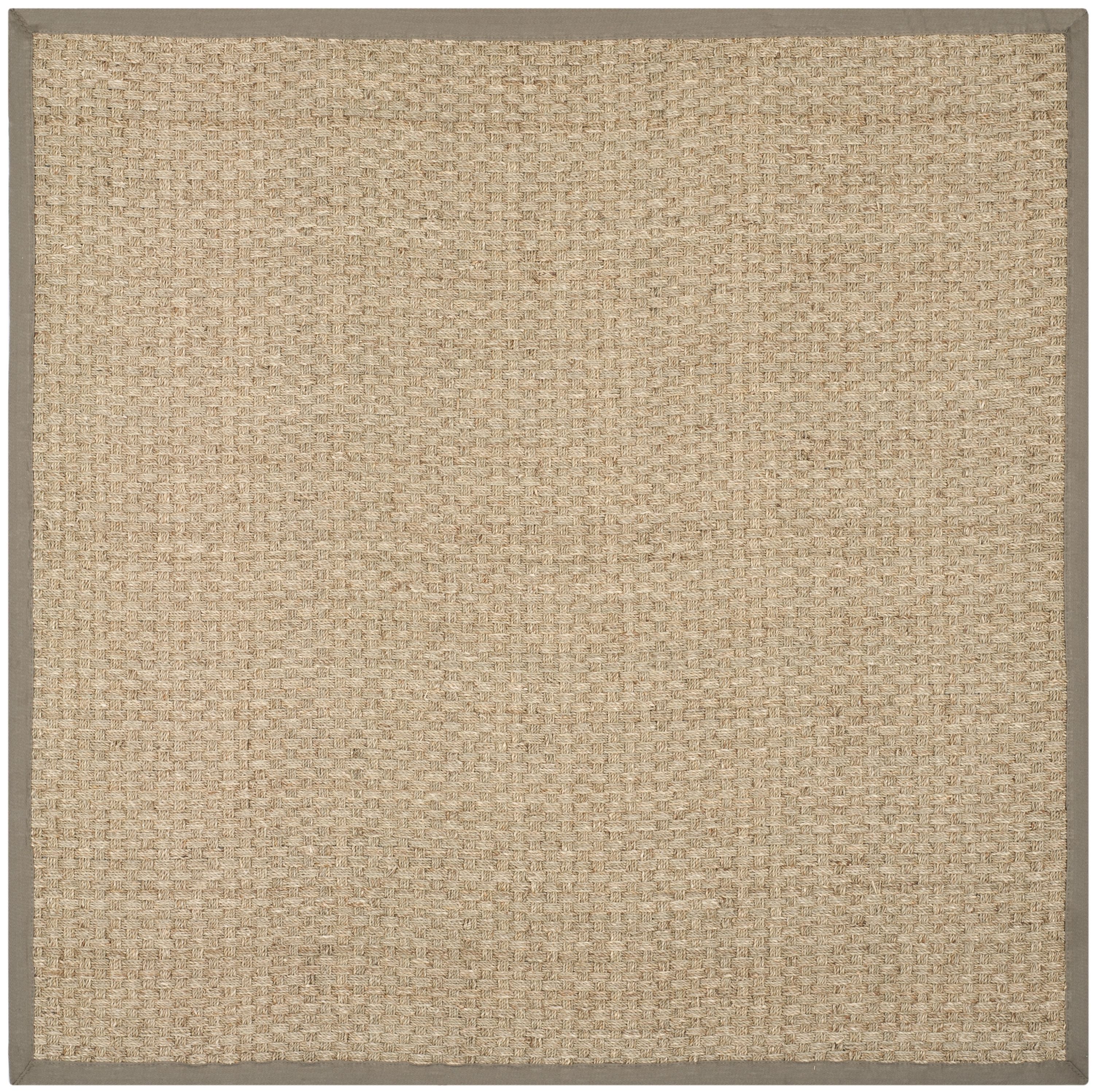 Safavieh NF114P-6SQ Natural Fiber Hampton 6 x 6 (ft) Loomed Seagrass Natural/Gray Square Indoor Solid Coastal Area rug