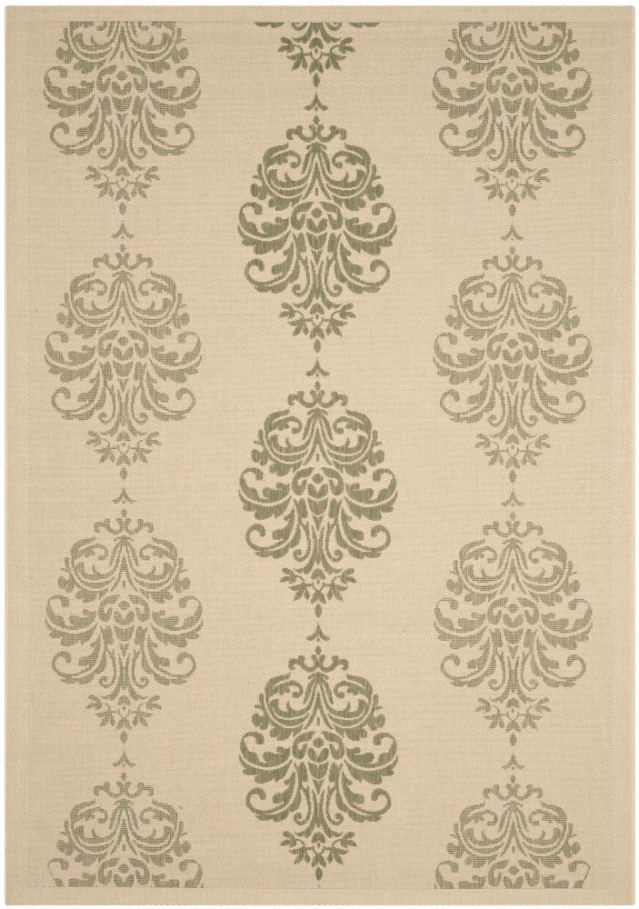 Safavieh CY2720-1E01-8 Courtyard Bermuda 8 x 11 (ft) Loomed Polypropylene Natural/Olive Rectangular Indoor/Outdoor Damask Area rug