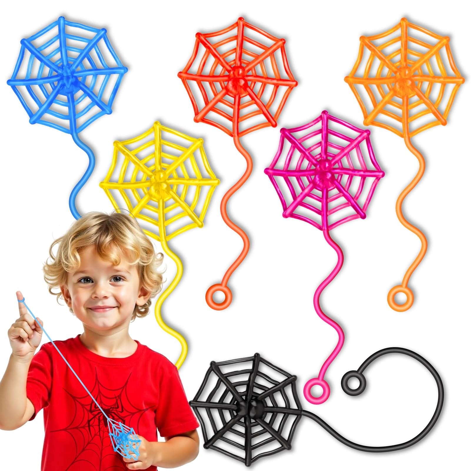 Anqtovp  30 pcs Sticky Spider Web Sticky Hands for Kids Halloween Party Favors Classroom Prizes Goodie Bag Stuffers Birthday Pinata Small Toys