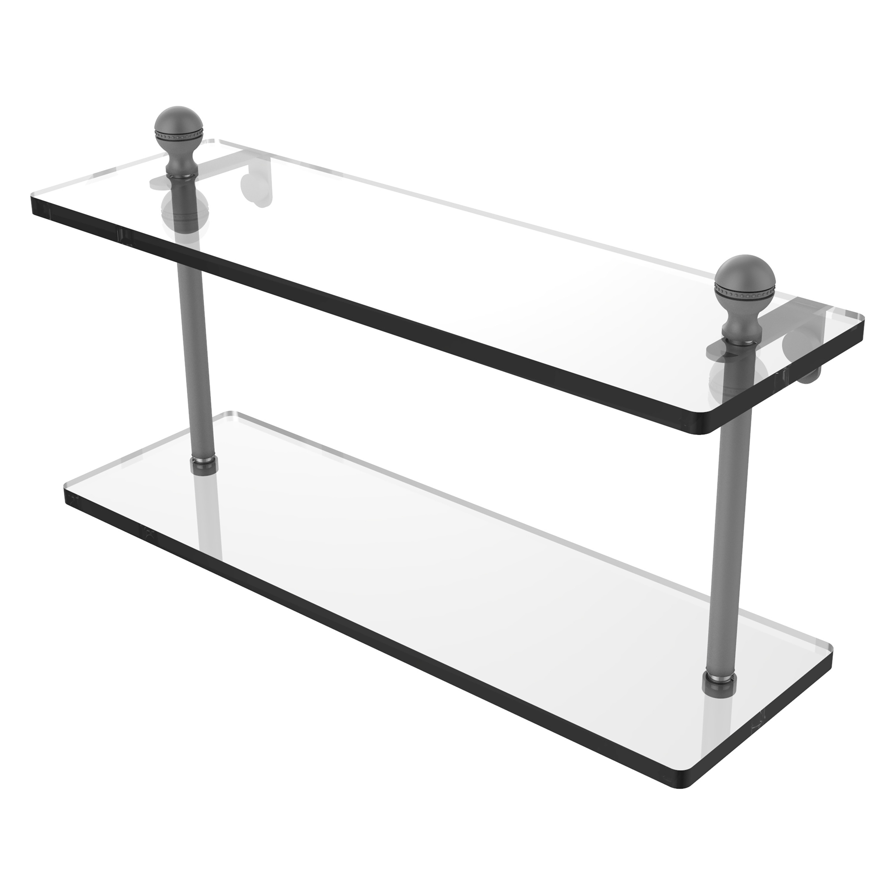 Allied Brass MA-2/16-GYM Mambo Matte Gray 2 -Tier Wall mount Bathroom Shelf ( 16-in x 8-in x 5-in )