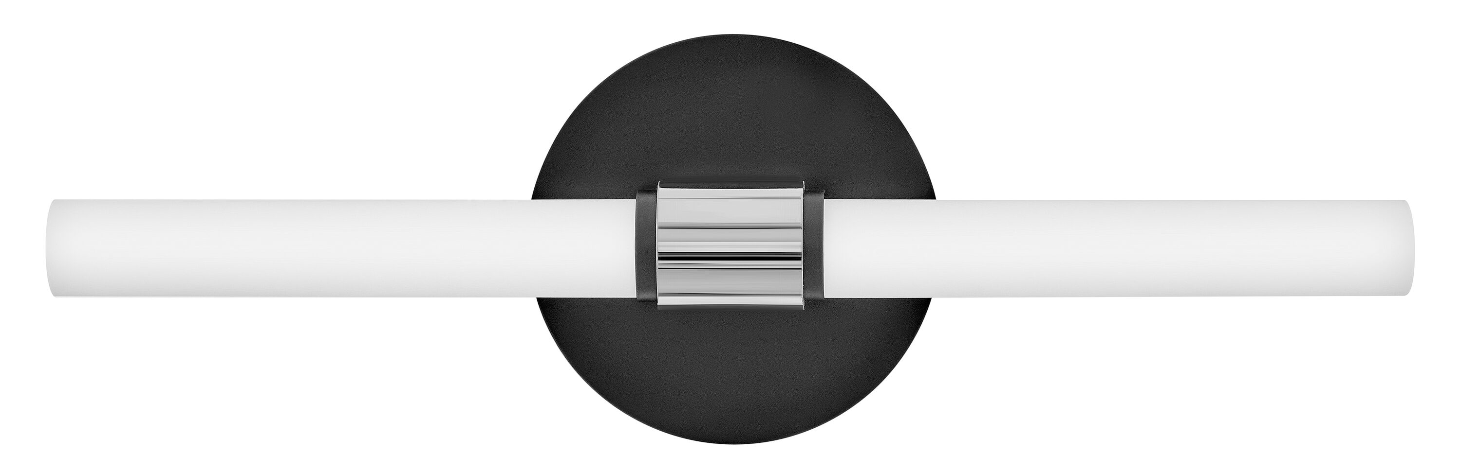 Kai Medium Black and Chrome LED Vanity Light with Etched Opal Glass