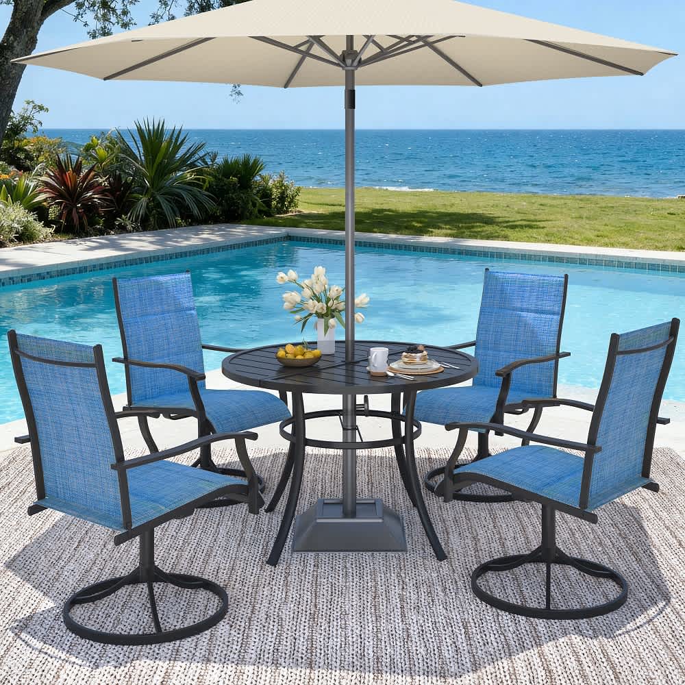 5 Piece Patio Dining Set/Outdoor Dining Table And Chairs Set For 4