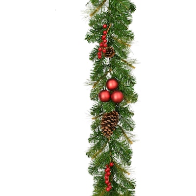 Snow Finish Garlands Multi Creative Co-Op 74 L Faux Pine & Boxwood w/Berries & Pinecones 