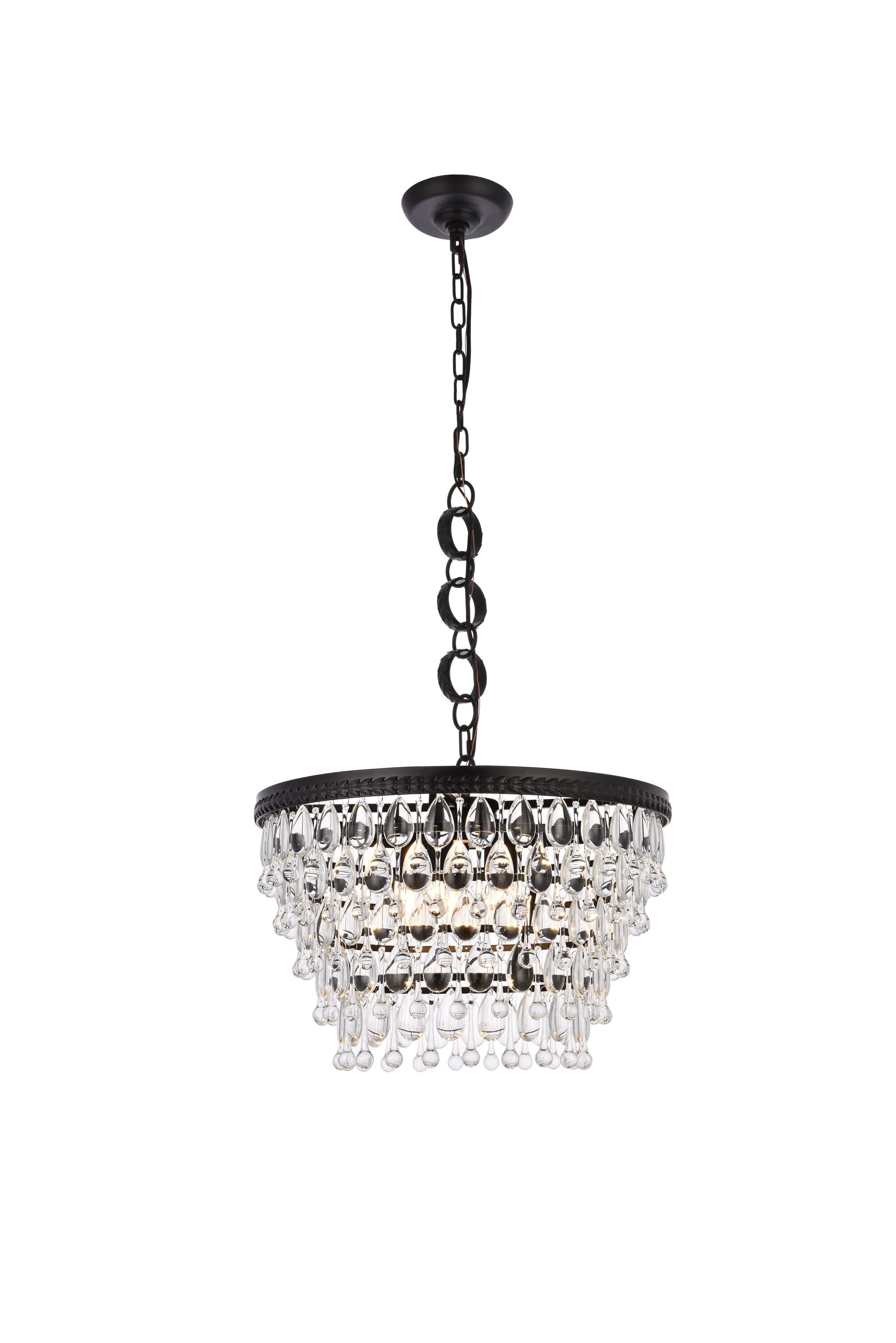 Elegant Decor Home Furnishing 5 -Light Black Modern/contemporary Crystal Drum Medium Hanging Pendant Light