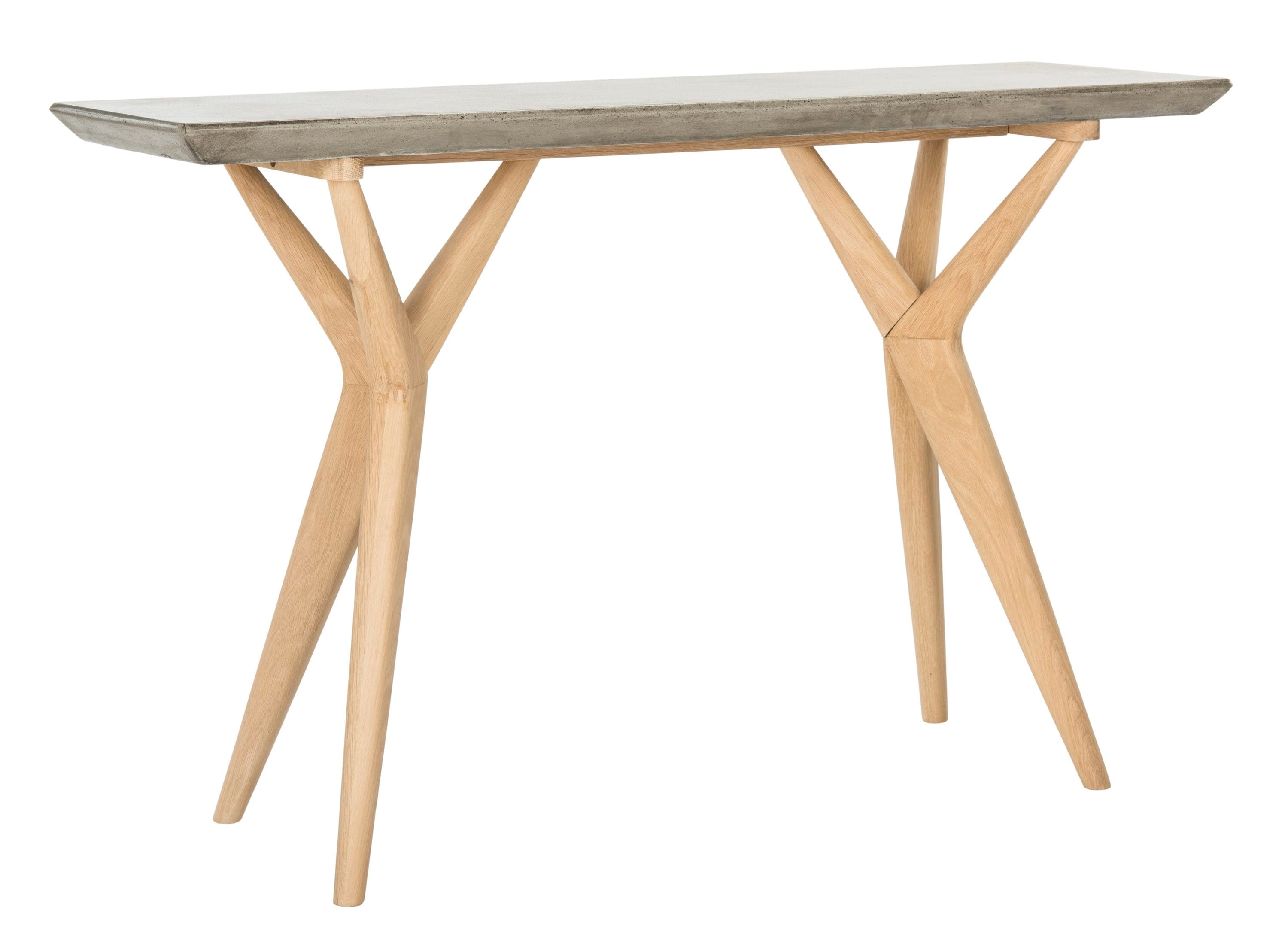 Safavieh Transitional 47" Dark Grey & Brown Concrete-Wood Console Table