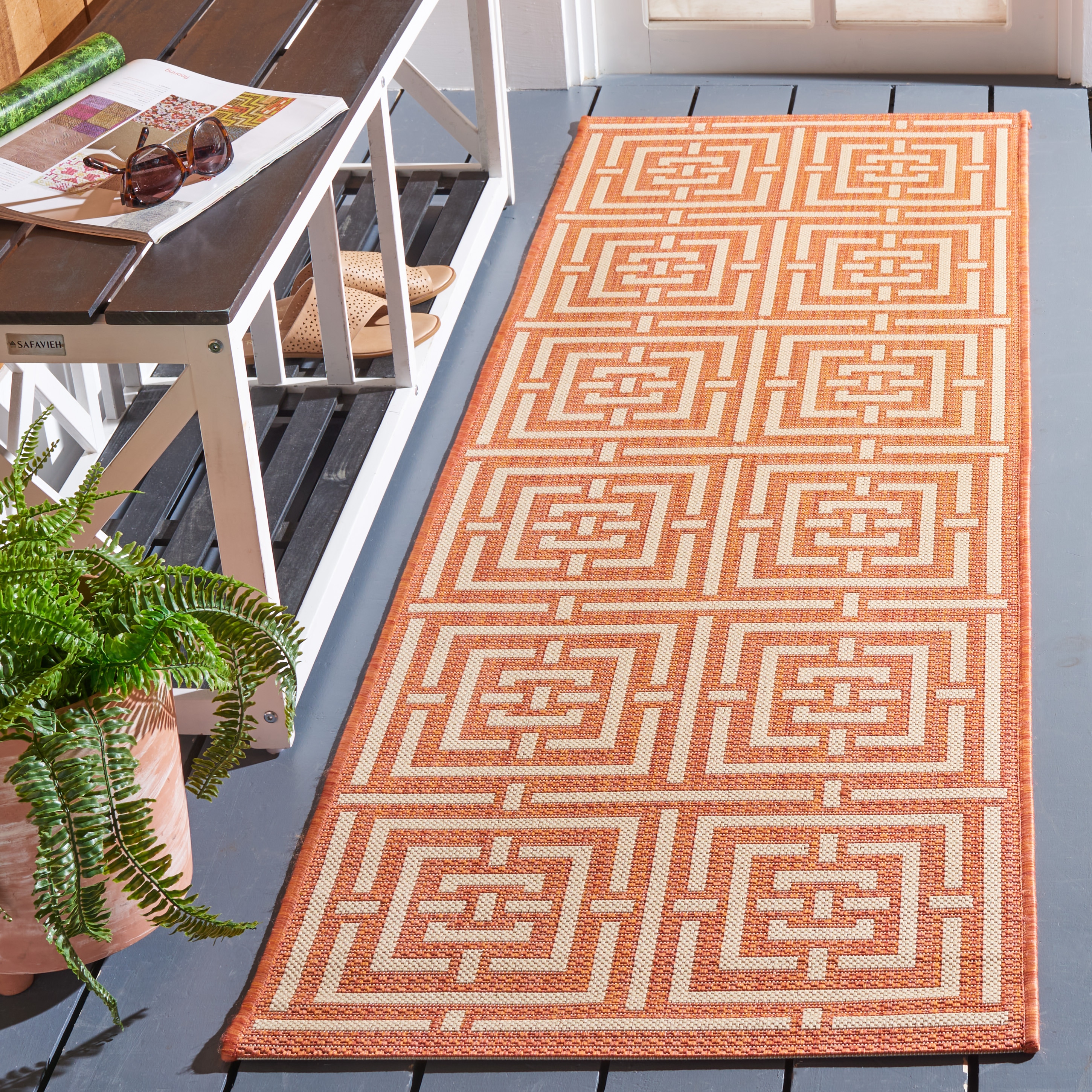 Courtyard 6937 Terracotta Cream 2 x 7 Rectangular Runner rug