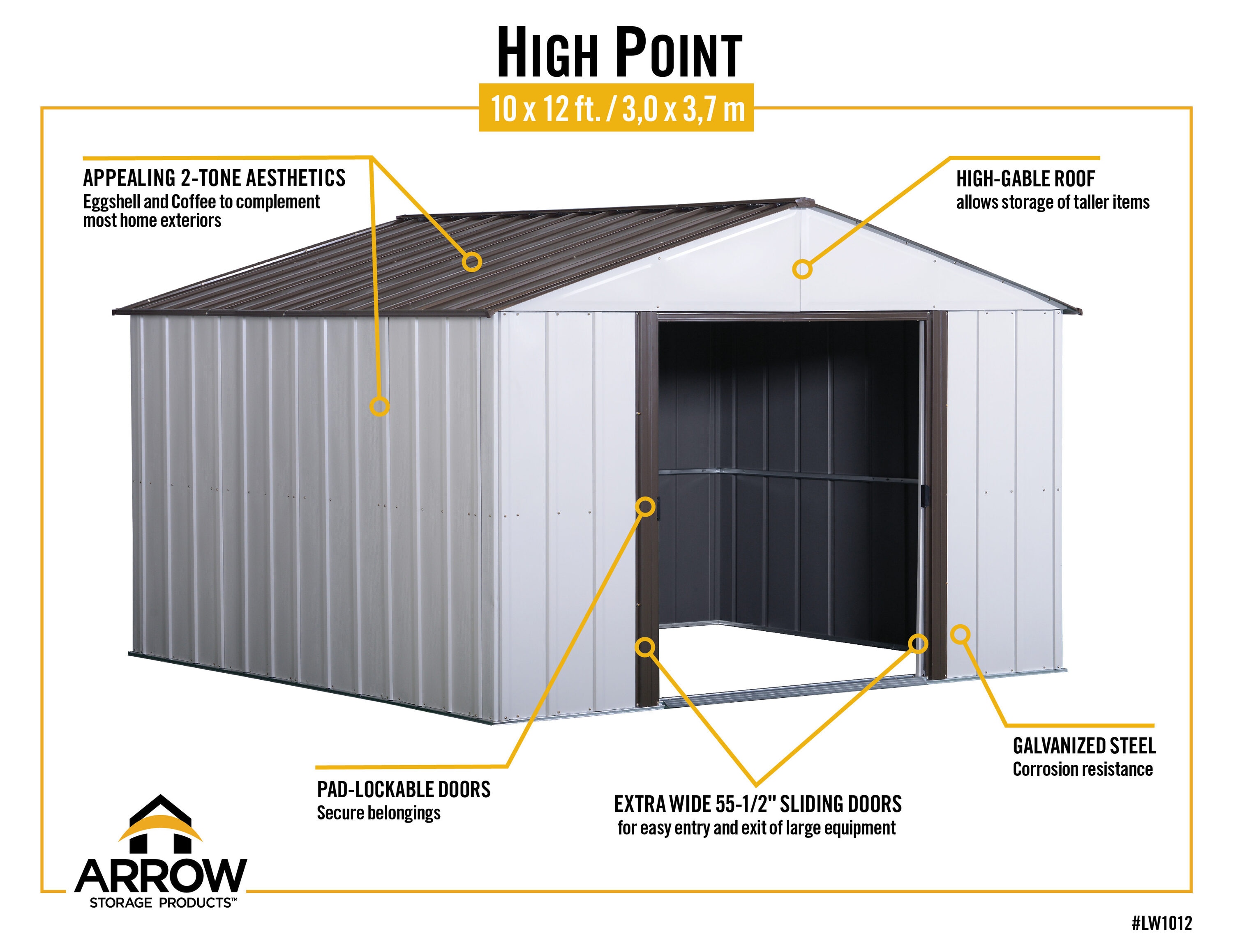 Arrow LW1012 Metal-Storage-Buildings-Sheds - View #9