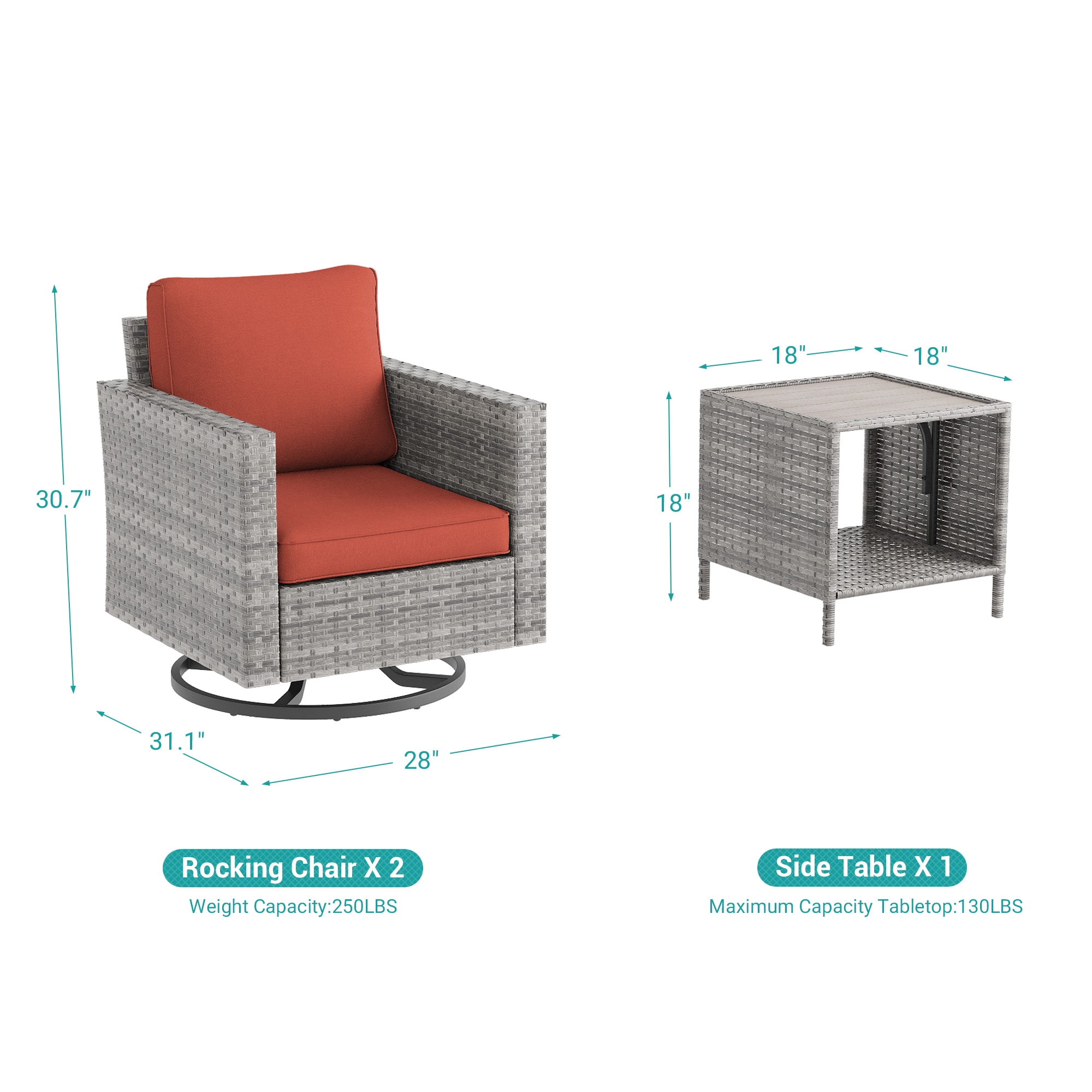 ACEGOSES LW-2R-HOG-T3 Patio-Conversation-Sets - View #2