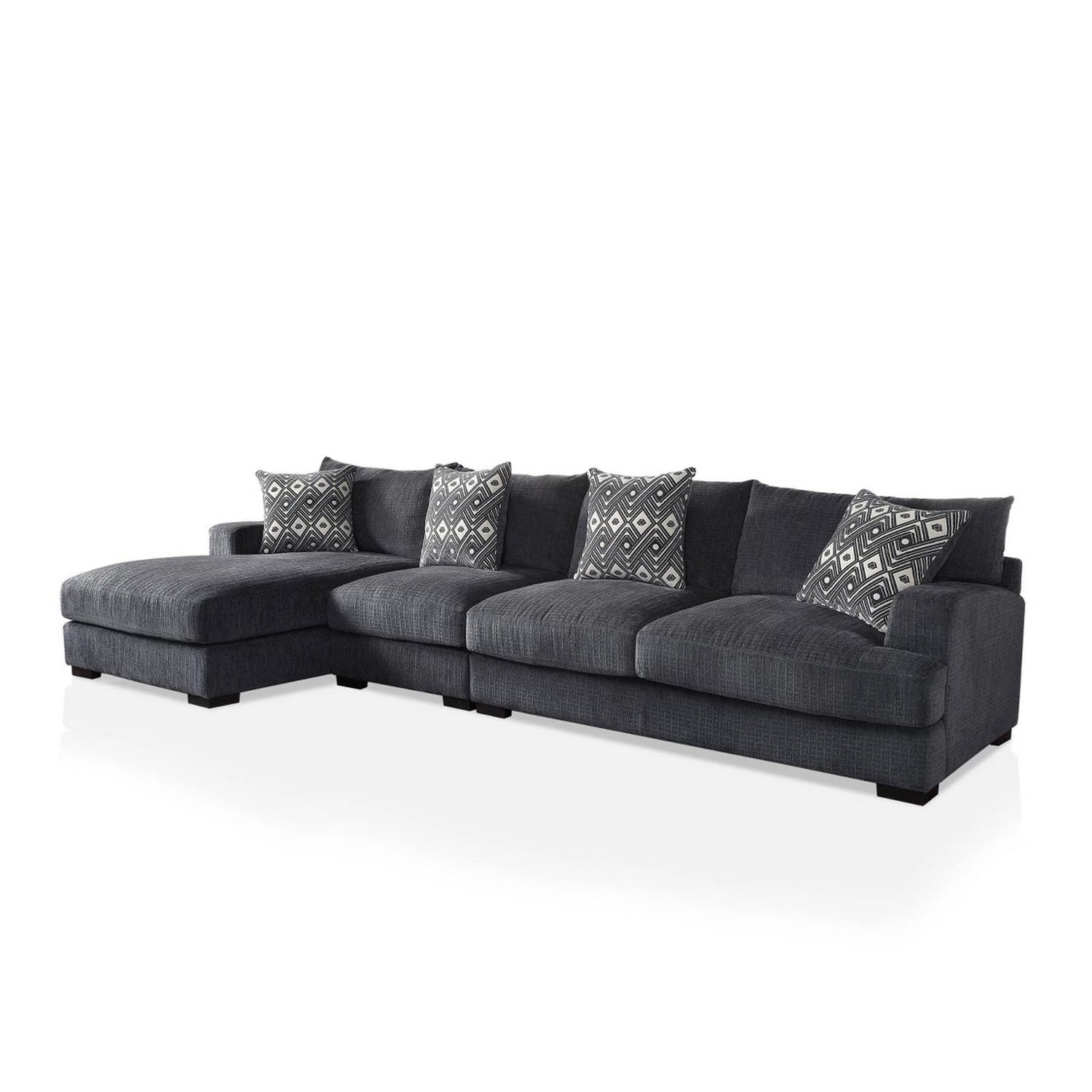 148.25-in W Modern Gray Microfiber 6-seater Sectional