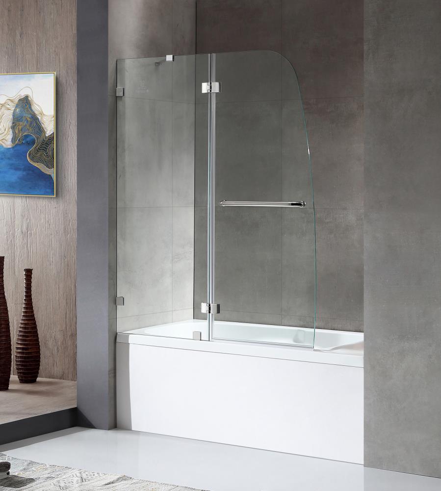 ANZZI Pacific 48-in W x 58-in H Frameless Hinged Polished Chrome Alcove  Bathtub Door (Clear Glass) Lowes.com