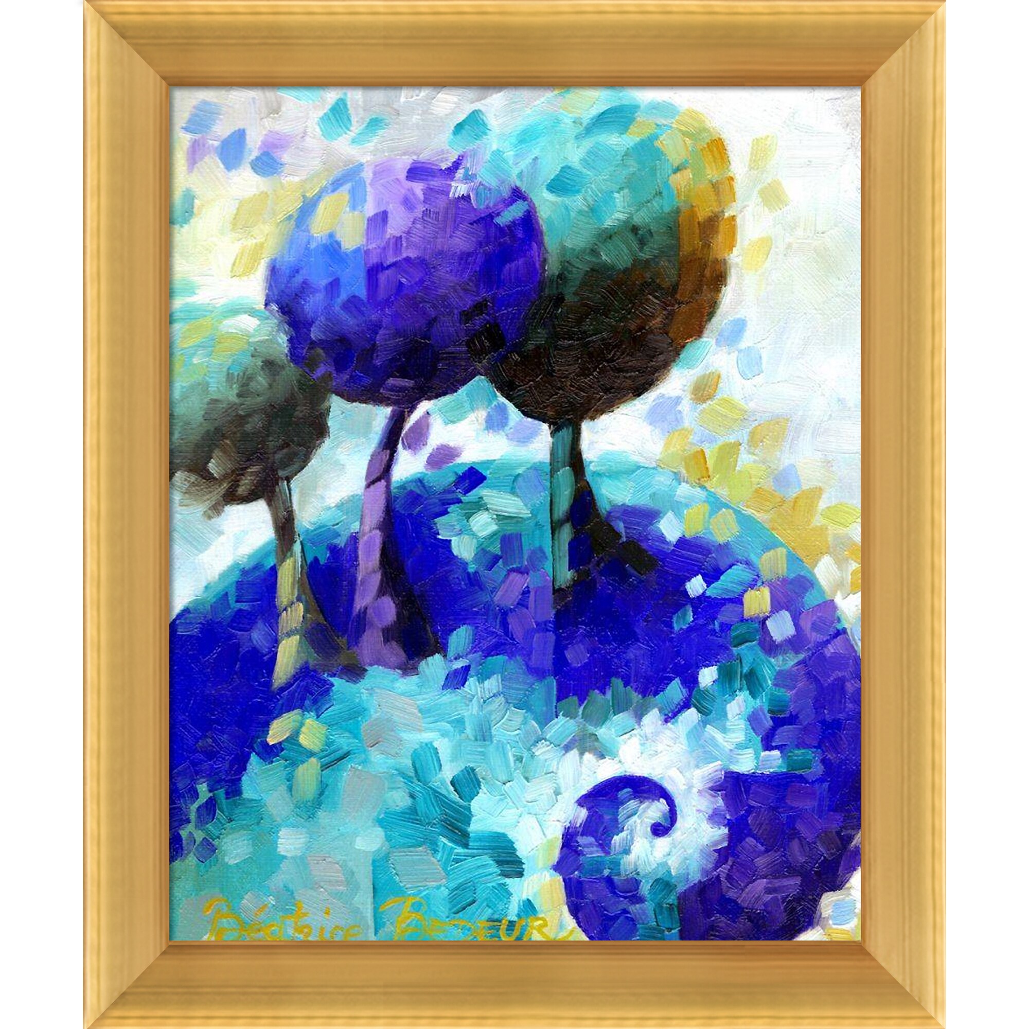 ArtistBe Blue Spiral Beatrice Bedeur Gold Wood Framed 10.5-in H X 12.5 ...