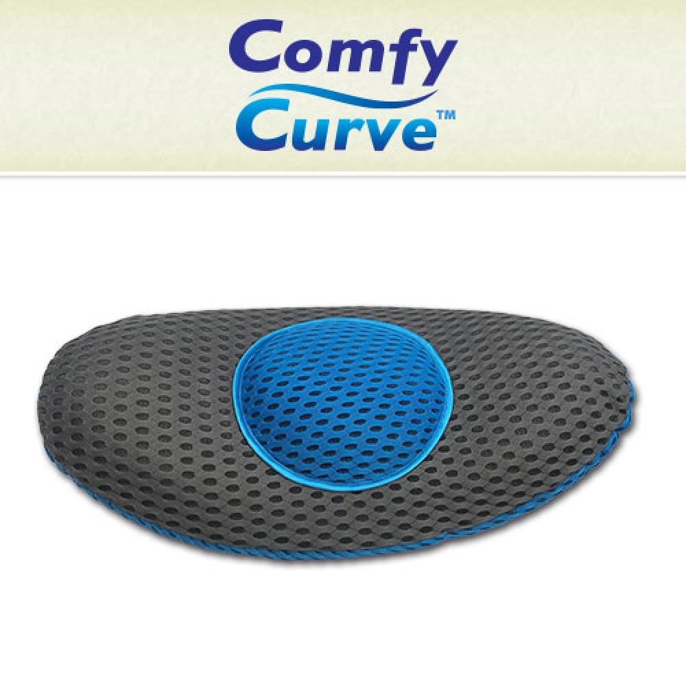 Comfy Curve  Lumbar Cushion – Blue, Oblong Shape, Ultra Plush Memory Foam, Fully Adjustable Design, Breathable Stay Cool Fabric
