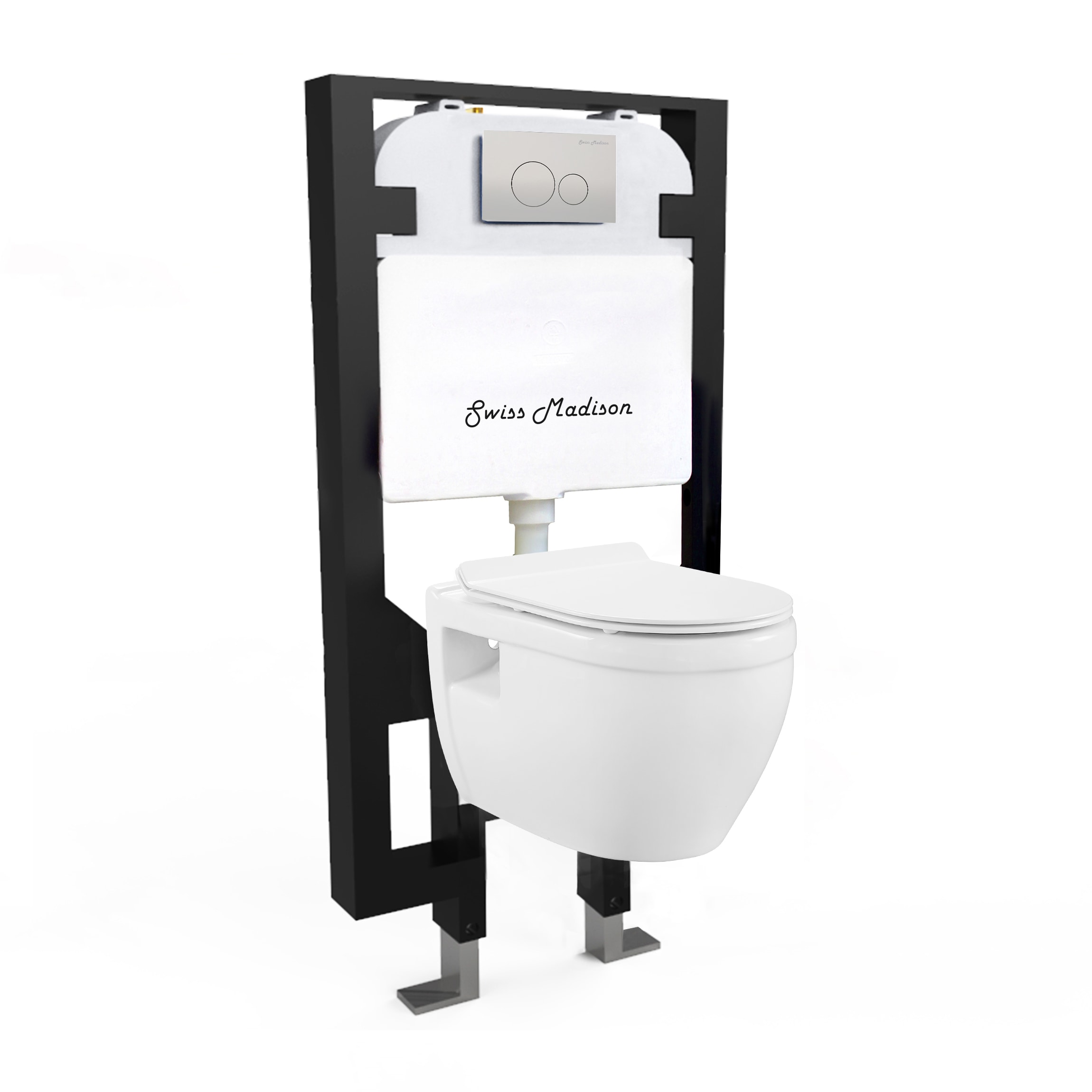 Swiss Madison SM-25-BFDIE07WH Dieppe Glossy White Dual Flush Elongated Standard height Smart Soft Close 1-piece Toilet Wall-hung Rough-In 1.6 GPF