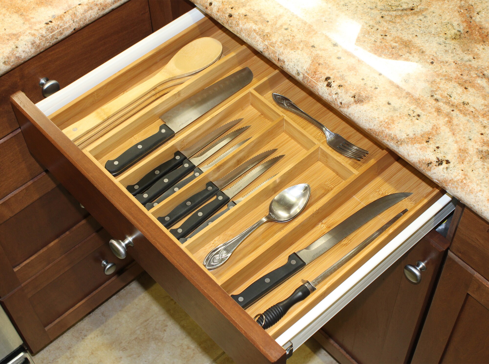 18 Wooden Knife Drawer Organizer