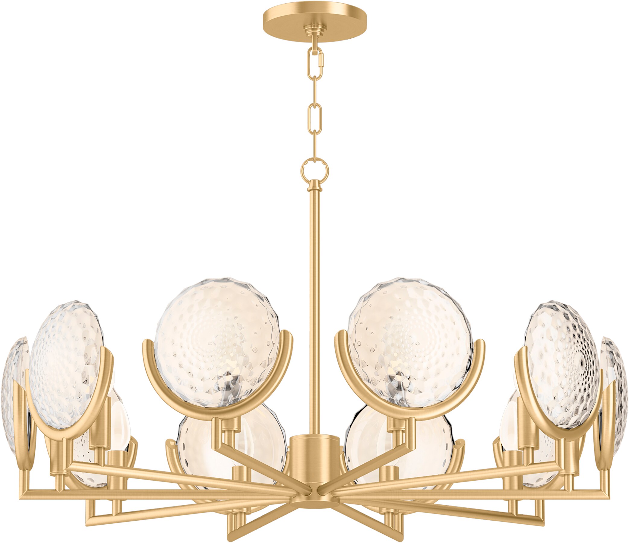 KOHLER 29380-CH10B-2GL Arendela 10-Light Brushed Moderne Brass Transitional Damp Rated Chandelier