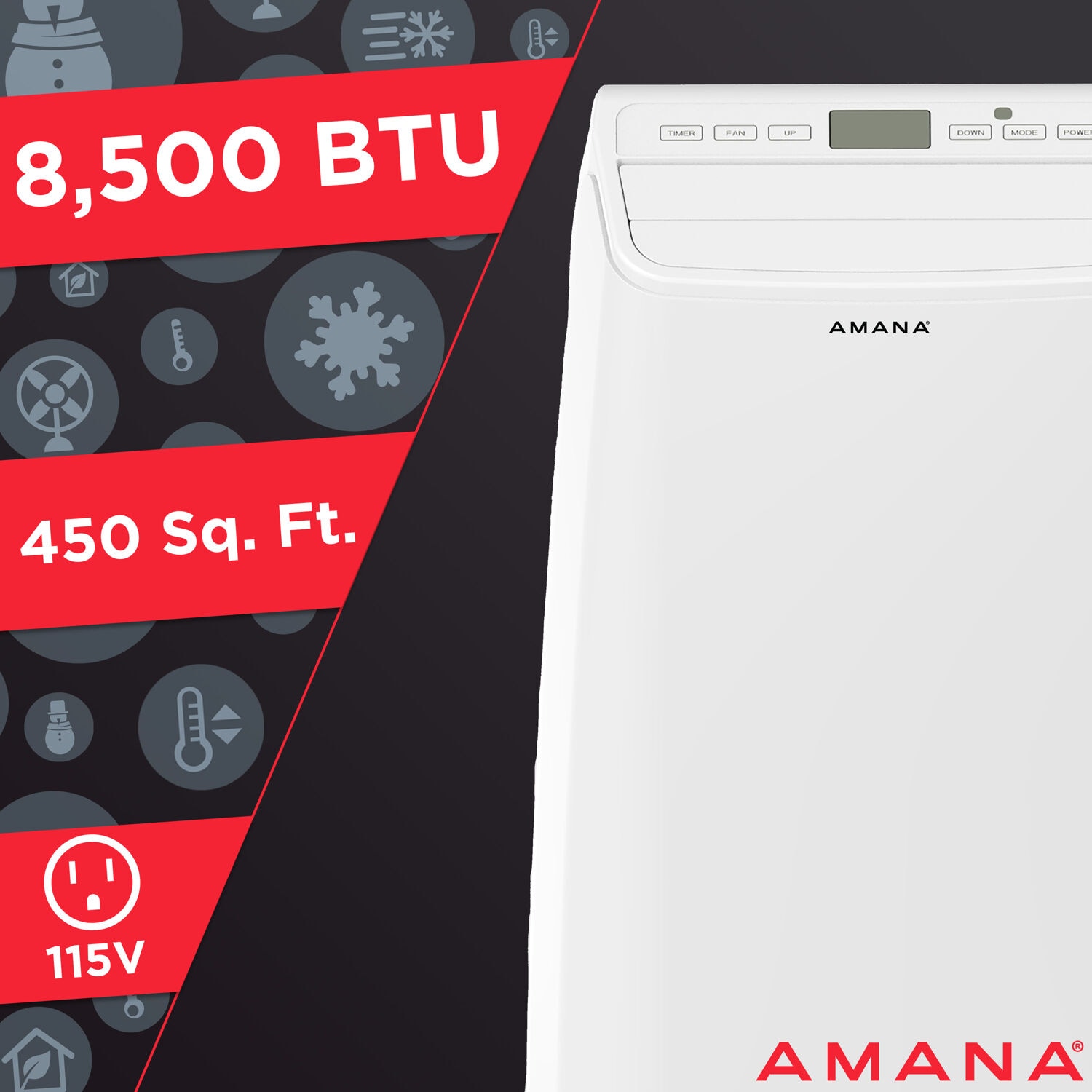 Amana 8500-BTU DOE (115-Volt) White Vented Portable Air Conditioner with Heater with Remote Cools 450-sq ft AMAP14HAW Sansujyuku sansujyuku.com