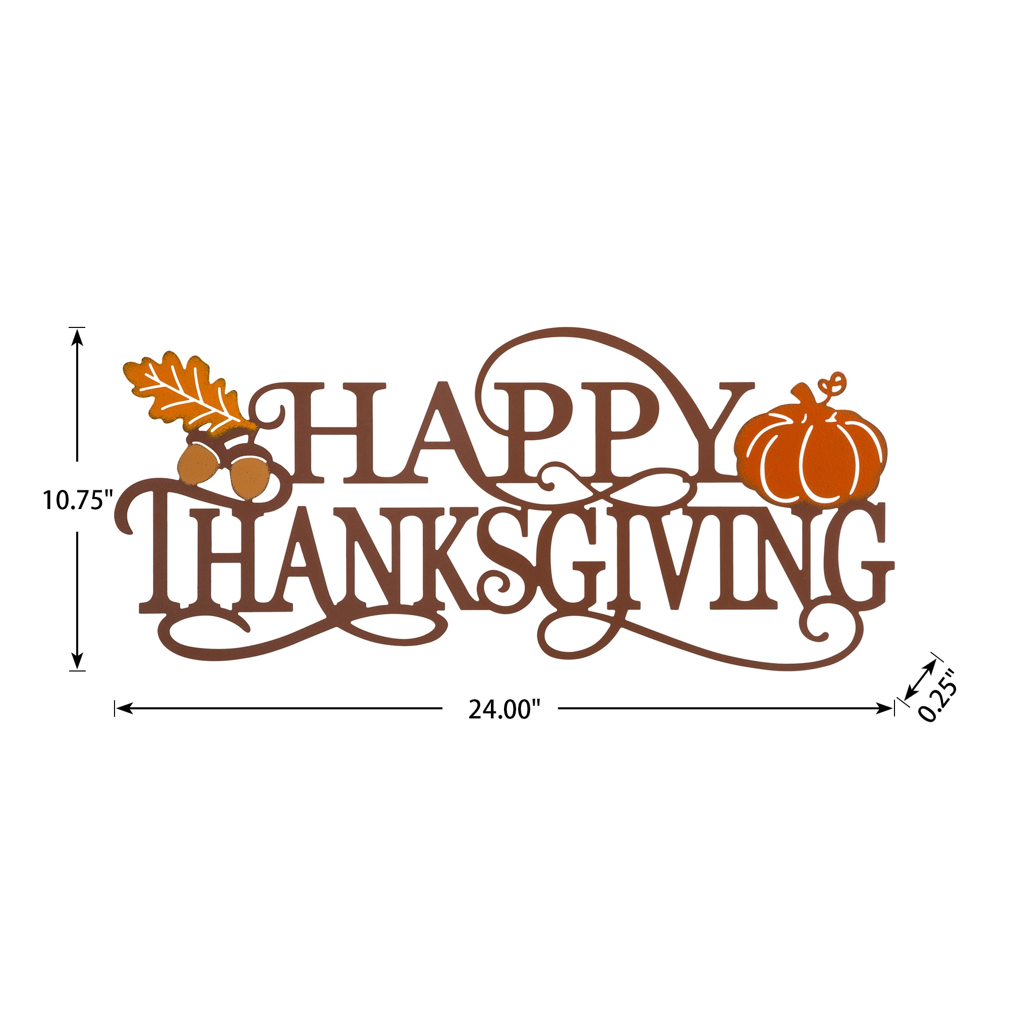 Glitzhome 24 in. L Metal Happy Thanksgiving Wall Decor 2006000082 - The  Home Depot