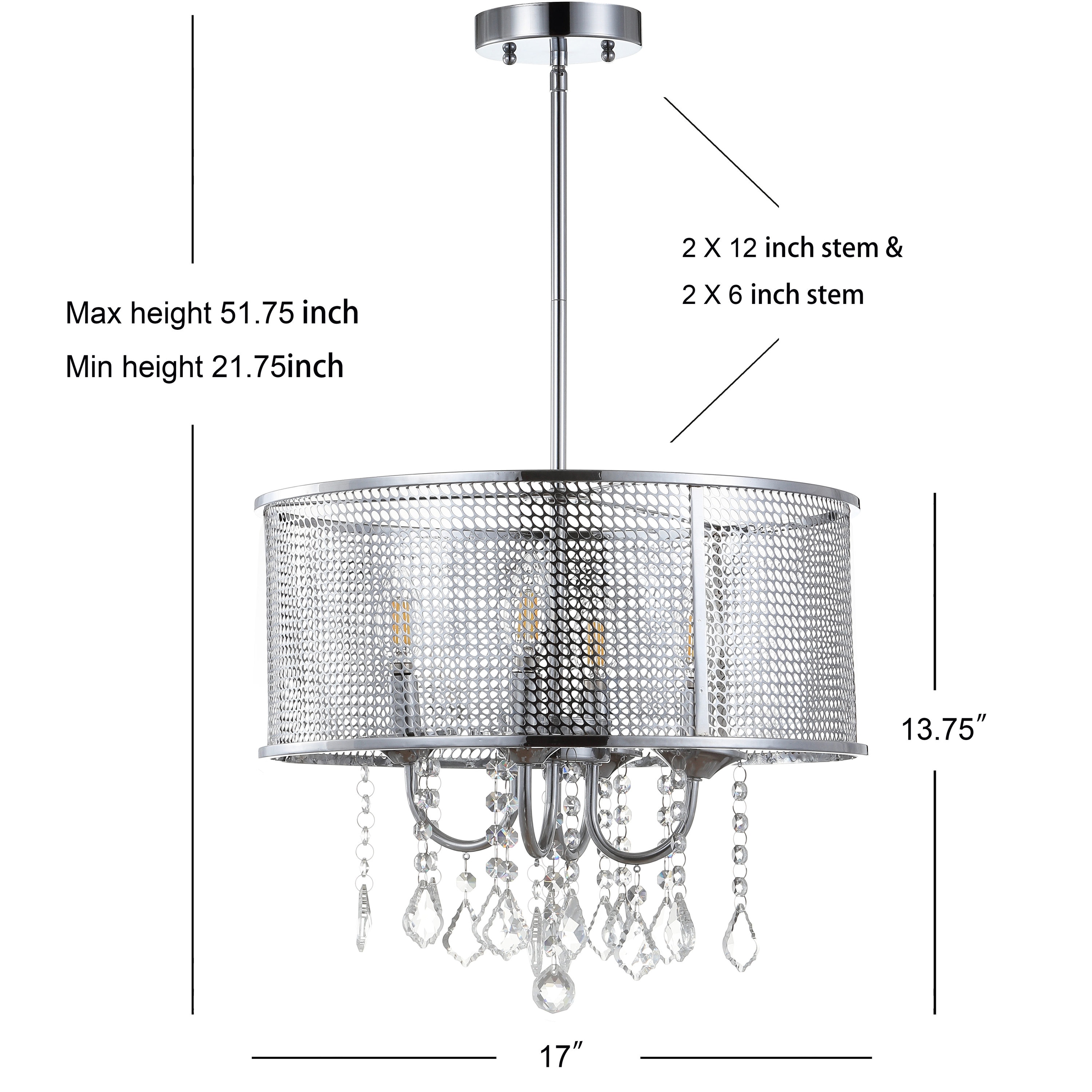Avah 17" Chrome Polished Crystal LED Adjustable Chandelier