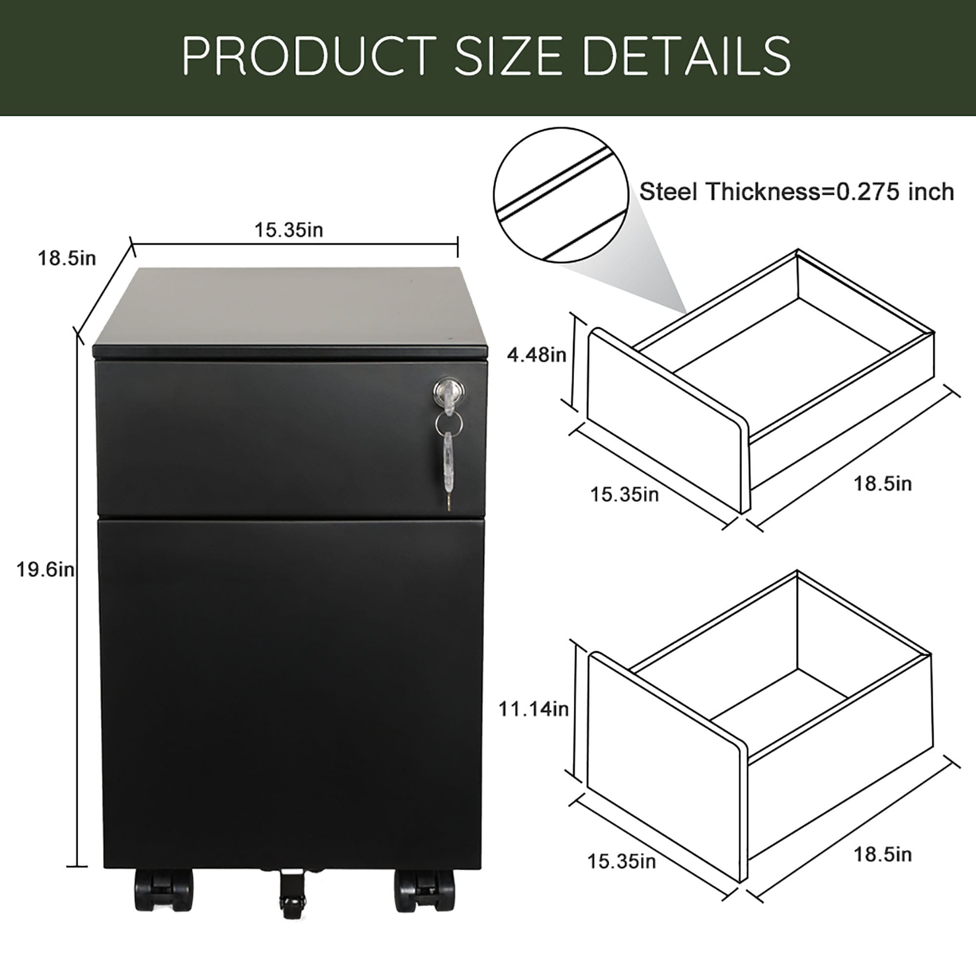 Sumyeg Filing Cabinet Black 2-Drawer File Cabinet in the File Cabinets ...