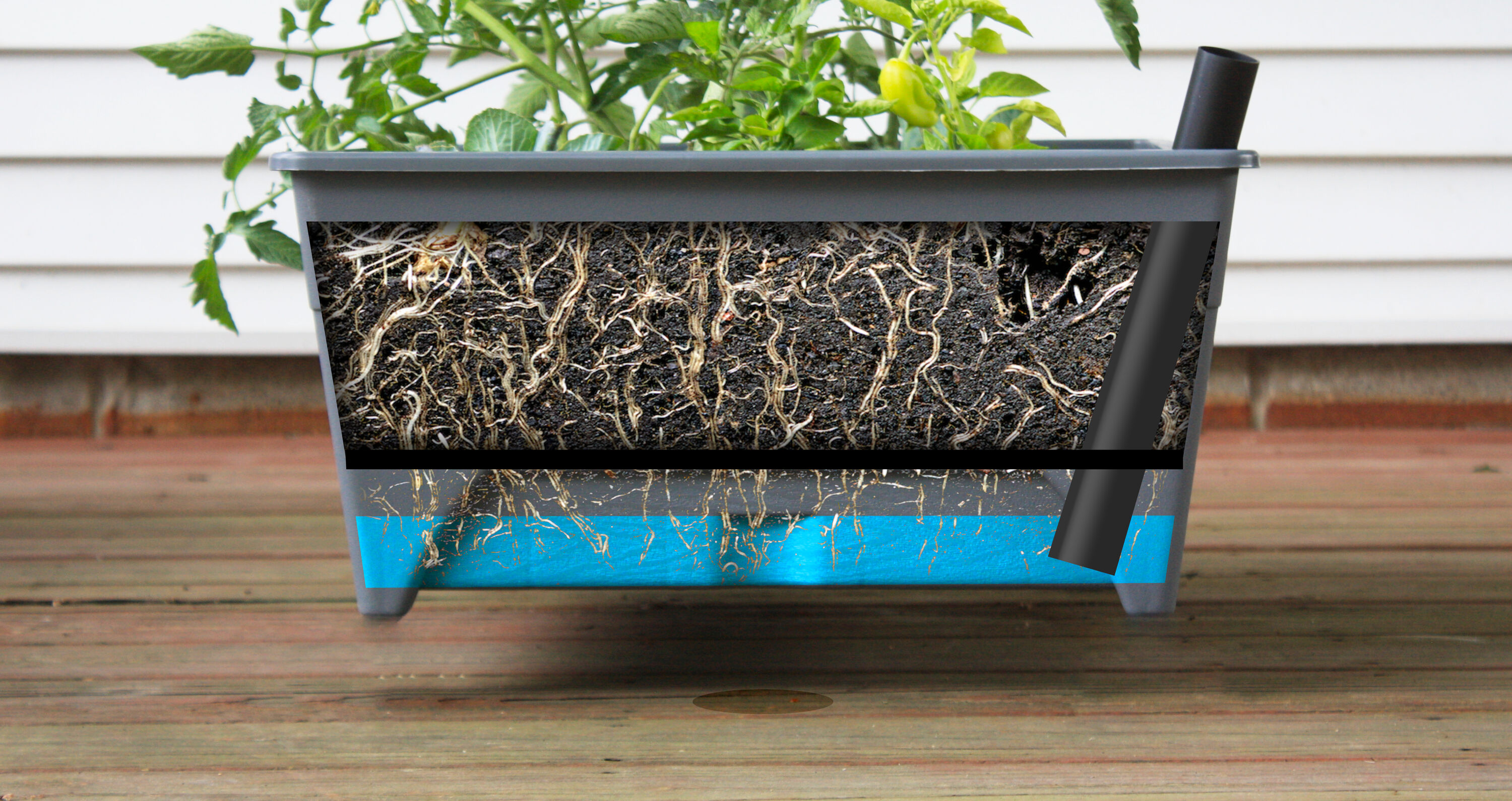 Charcoal Gray Resin Raised Bed Grow Box with Aeration Screen