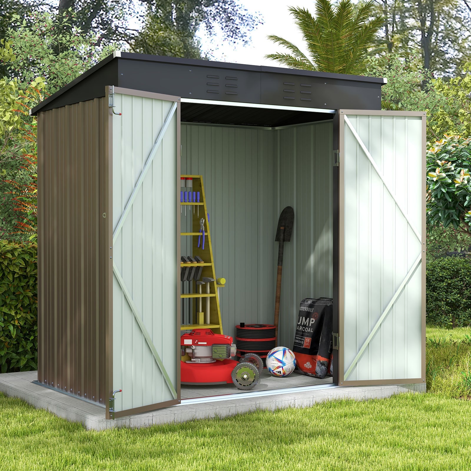 Patiowell 6-ft x 4-ft Galvanized Steel Storage Shed in the Metal ...