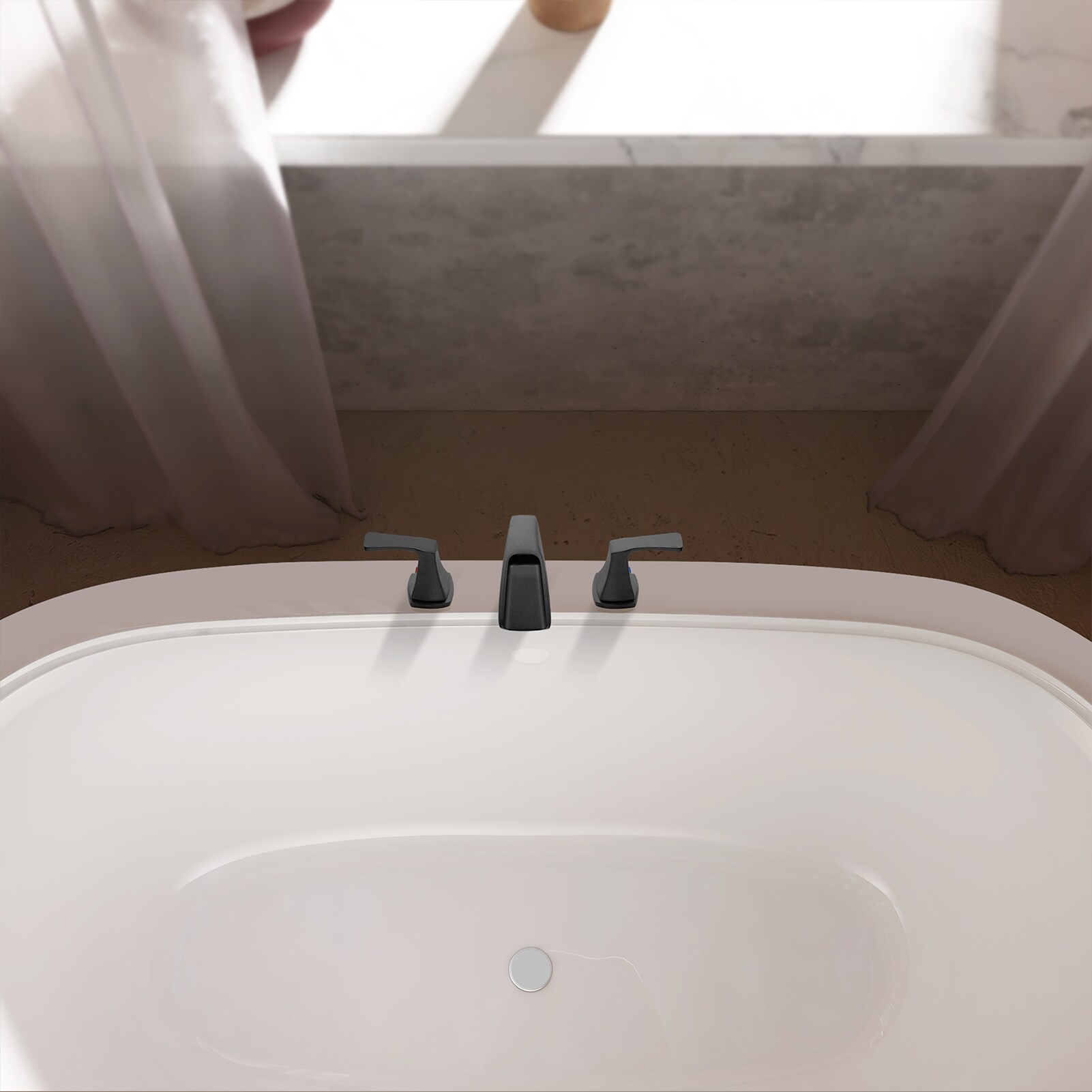 Doris Matte Black 2-Handle Waterfall Roman Tub Faucet