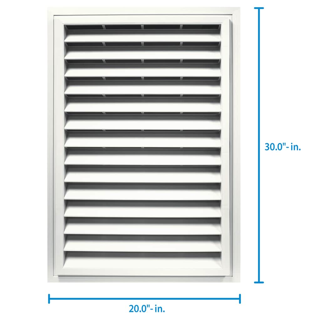 Builders Edge 20-in x 30-in White Rectangle Vinyl Gable Louver Vent in ...