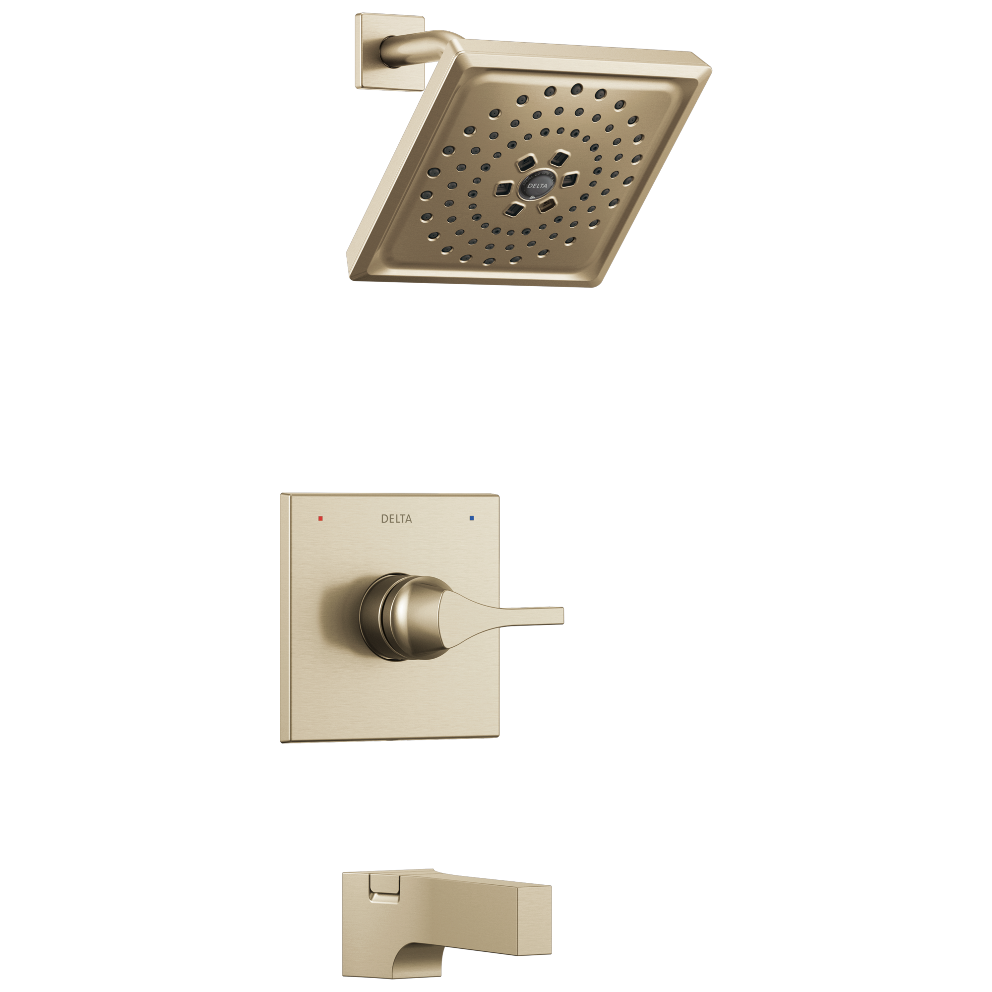 Delta T14474-CZ Zura Champagne Bronze 1-handle Multi-function 6.63-Inches Square Bathtub and shower Faucet