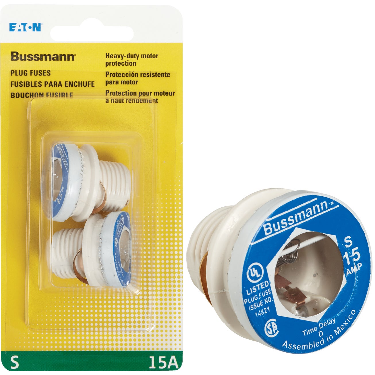Bussmann  BP/S-15 15 Amp Type S Time-Delay Dual-Element Plug Fuse 125V UL Listed 2-Pack