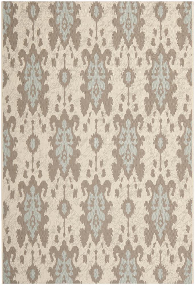 Safavieh CY7276-79A18-6 Courtyard Louann 7 x 10 (ft) Loomed Polypropylene Beige Dark Beige/Aqua Weft Rectangular Indoor/Outdoor Abstract Coastal Area rug