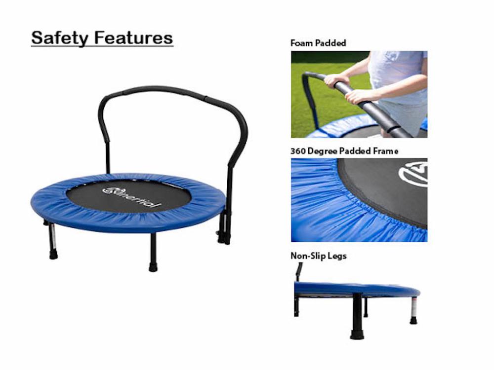 36-Inch Trampoline for Kids Mini Trampoline with Adjustable Handle and  Safety Padded Cover Foldable Toddler Trampoline Indoor & Outdoor Rebounder