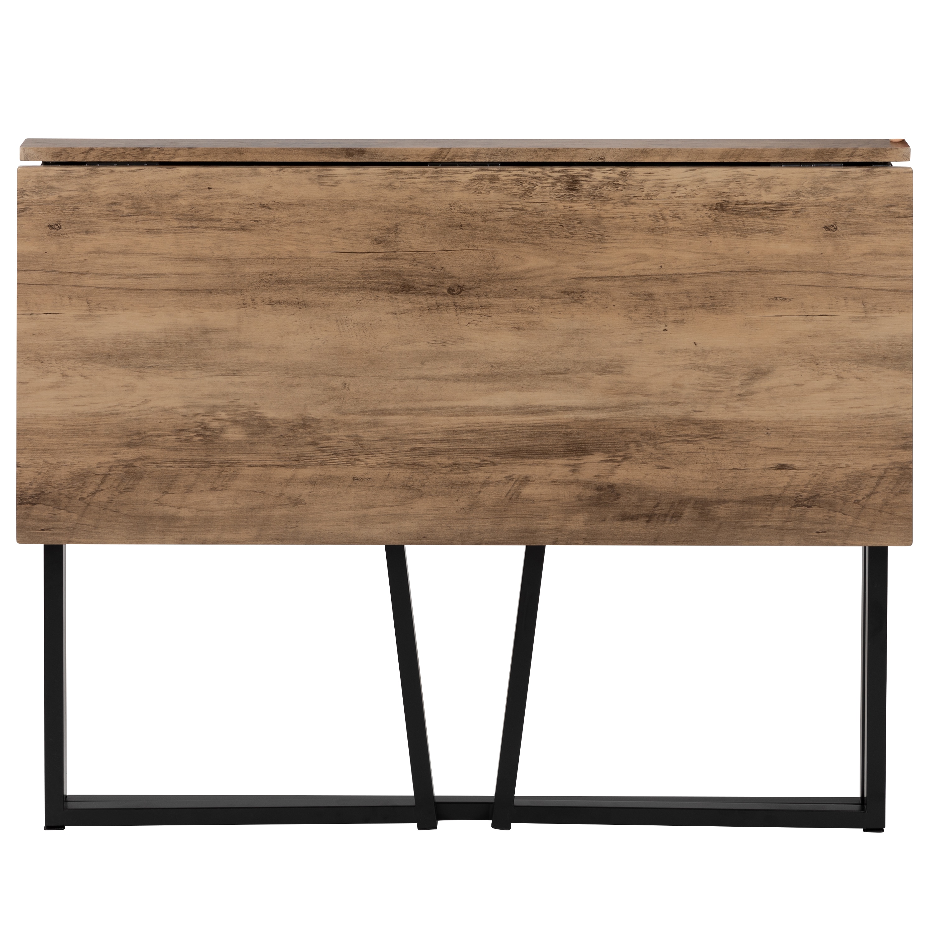Small Rustic Natural Wood and Black Foldable Desk