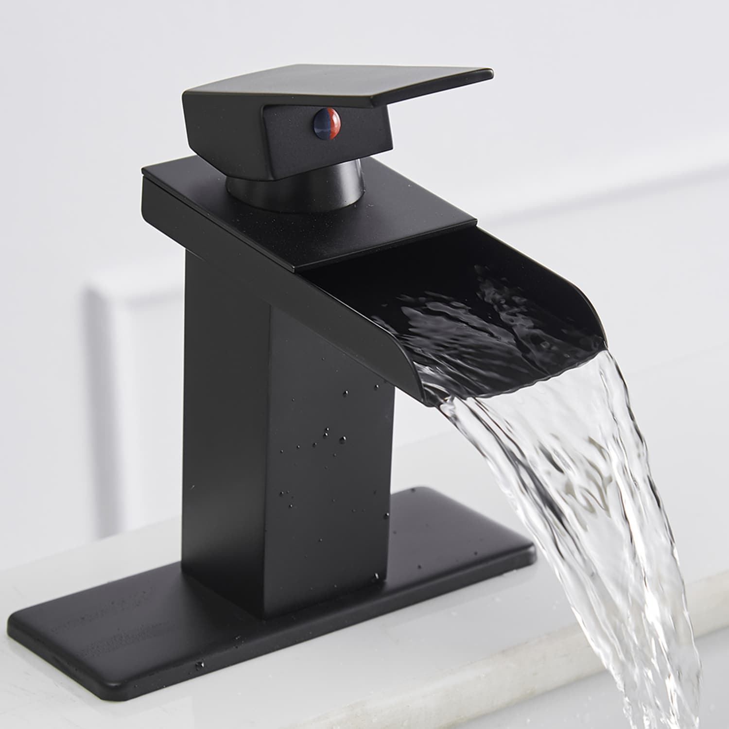 Matte Black Single Handle Waterfall Bathroom Faucet