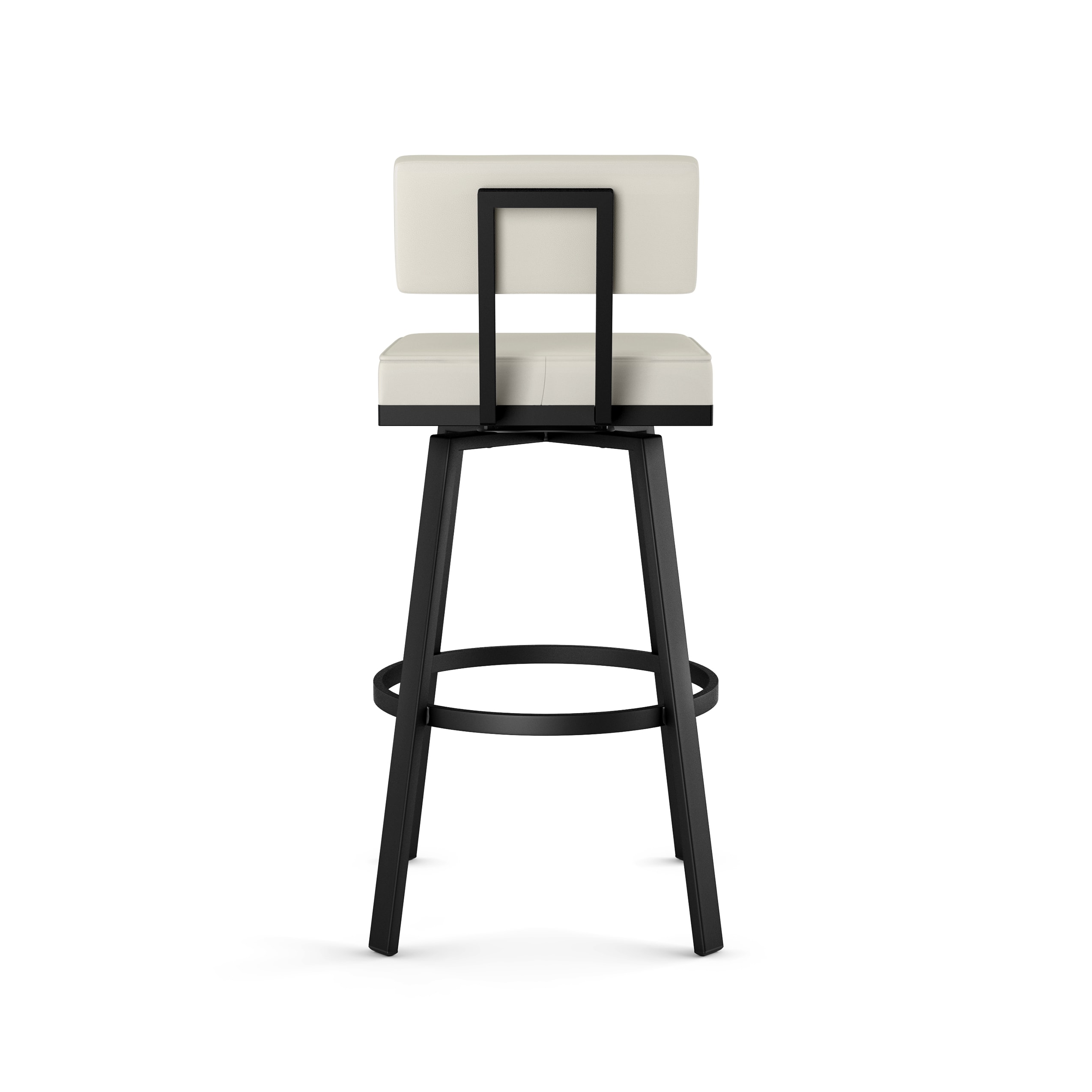 Staten Off White Faux Leather Swivel Counter Stool with Black Metal Frame