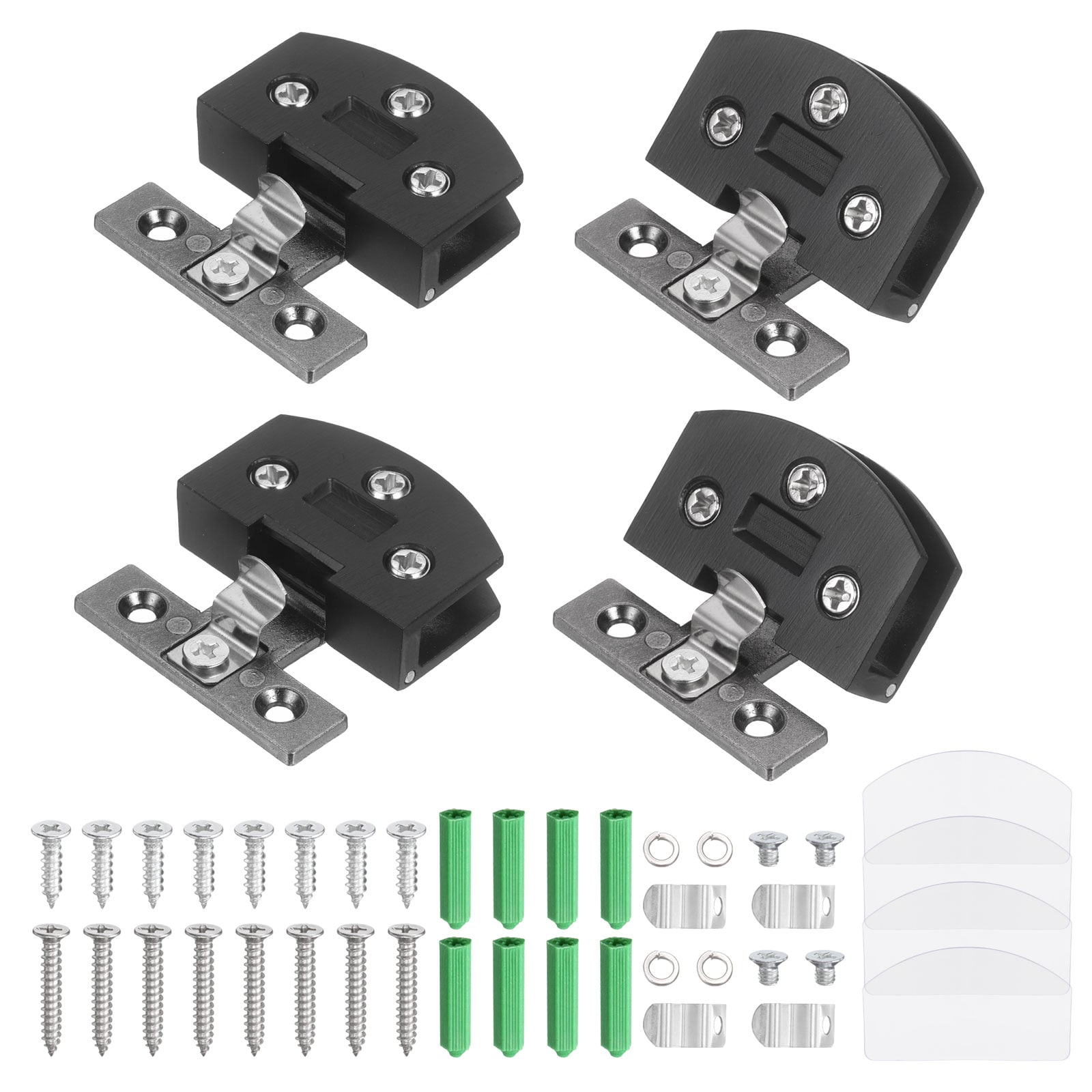Unique Bargains - 4pcs Glass Door Hinges Zinc Alloy No-Drill Glass Shower Door Hinges 90 Degree C...