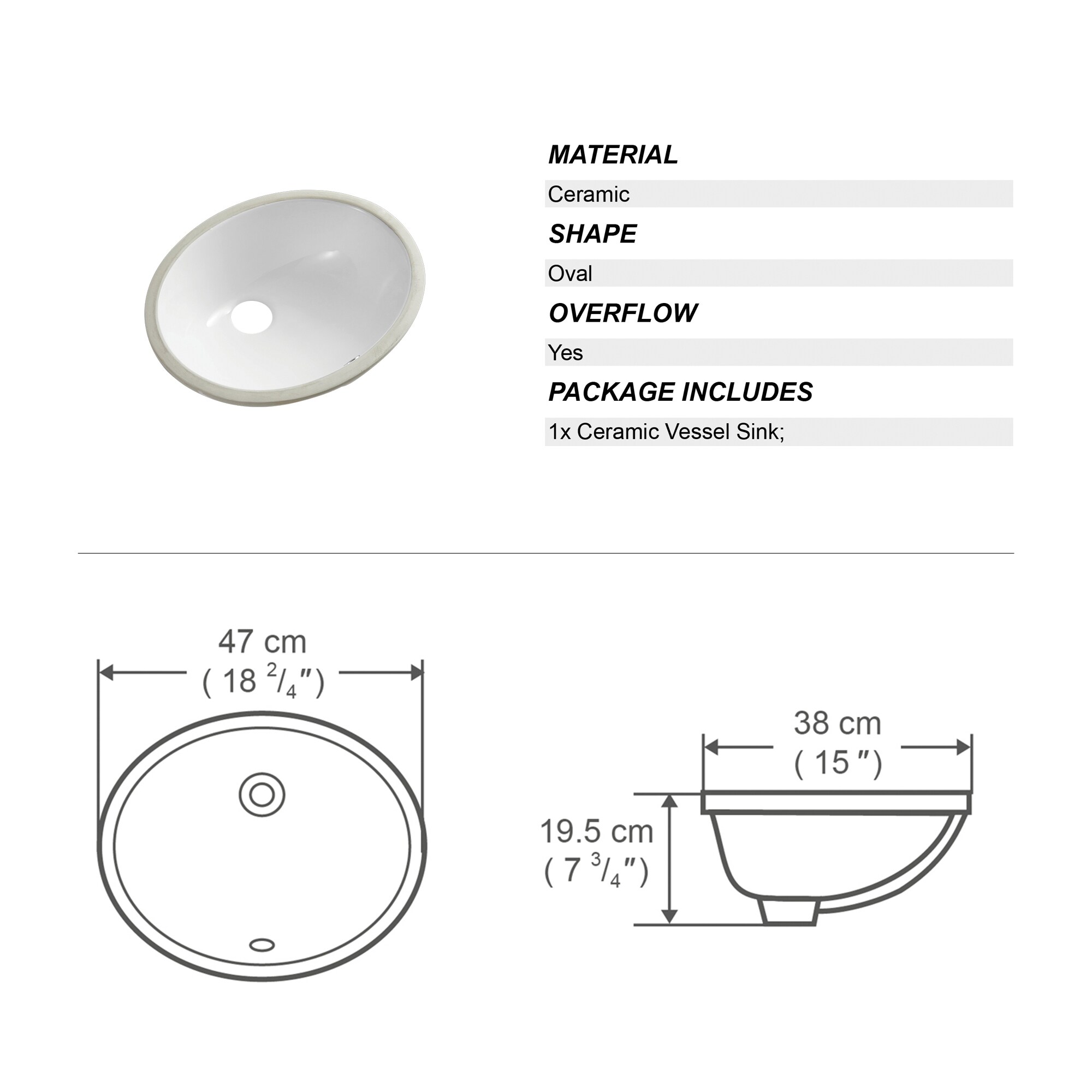 Clihome MD-BL-4538 Bath-Sink - View #8