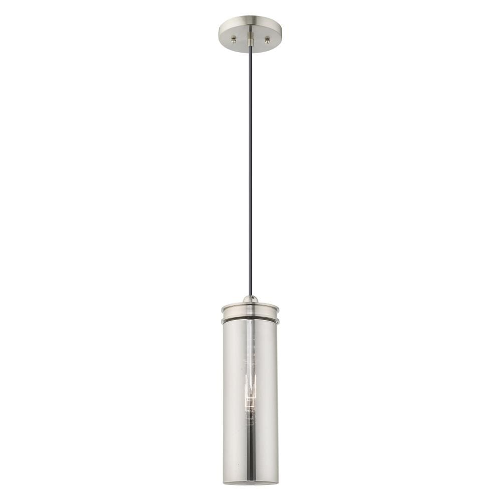 Sleek Smoke Glass Mini Pendant with Brushed Nickel Finish