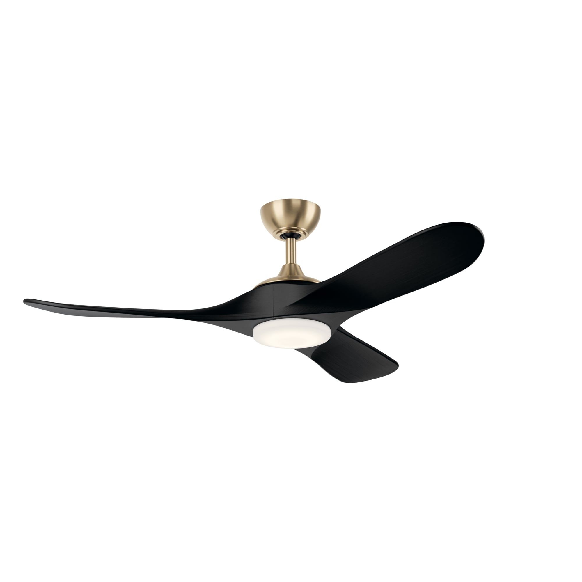 Kichler 310552CPZ Mylo 52-in Color-Changing Integrated LED Outdoor Champagne Bronze with Jet Black Blades Ceiling Fan With Light - Remote Included ( 3 -Blade )