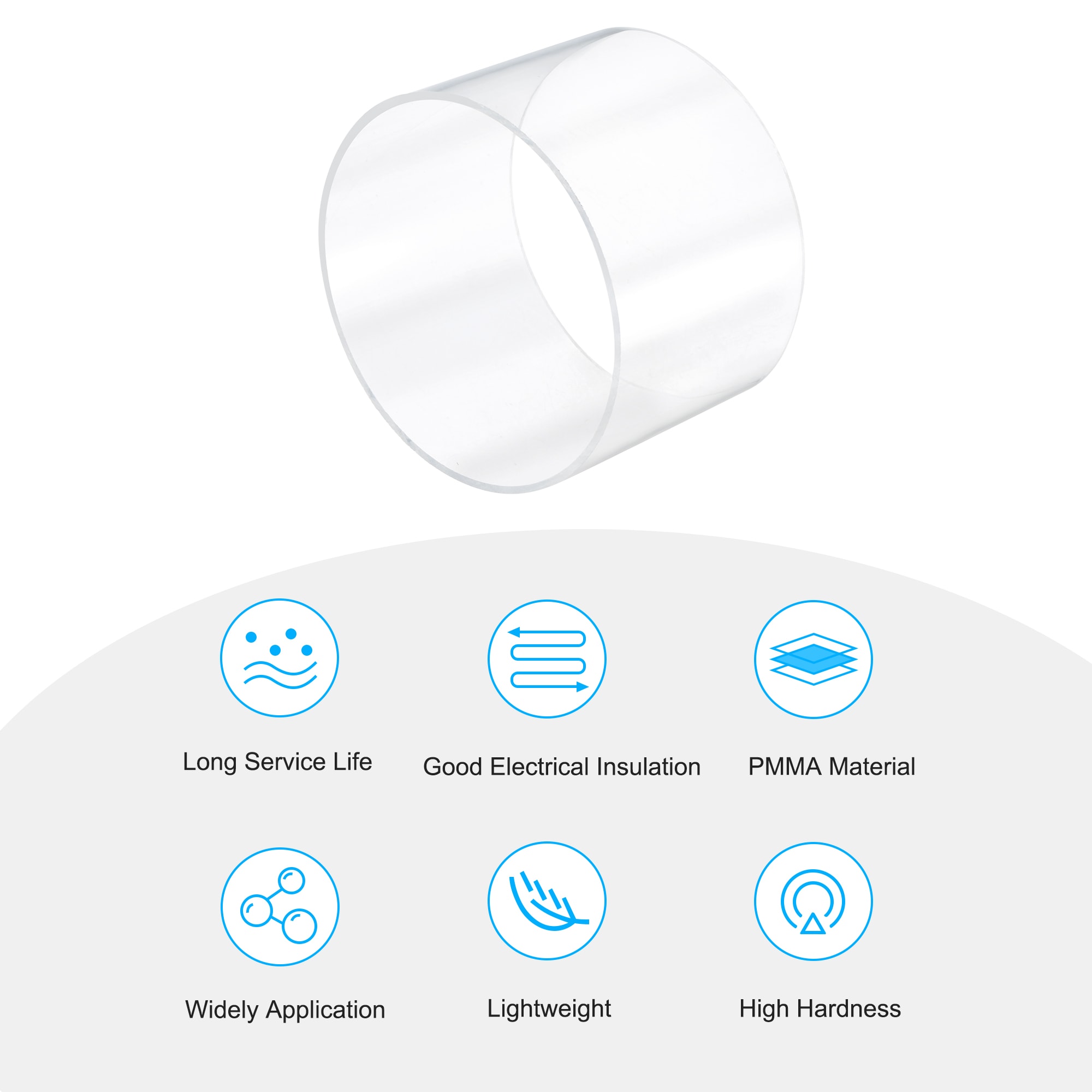 Unique Bargains Acrylic Pipe Rigid Round Tube Clear 5.7 Inch(144mm) ID ...