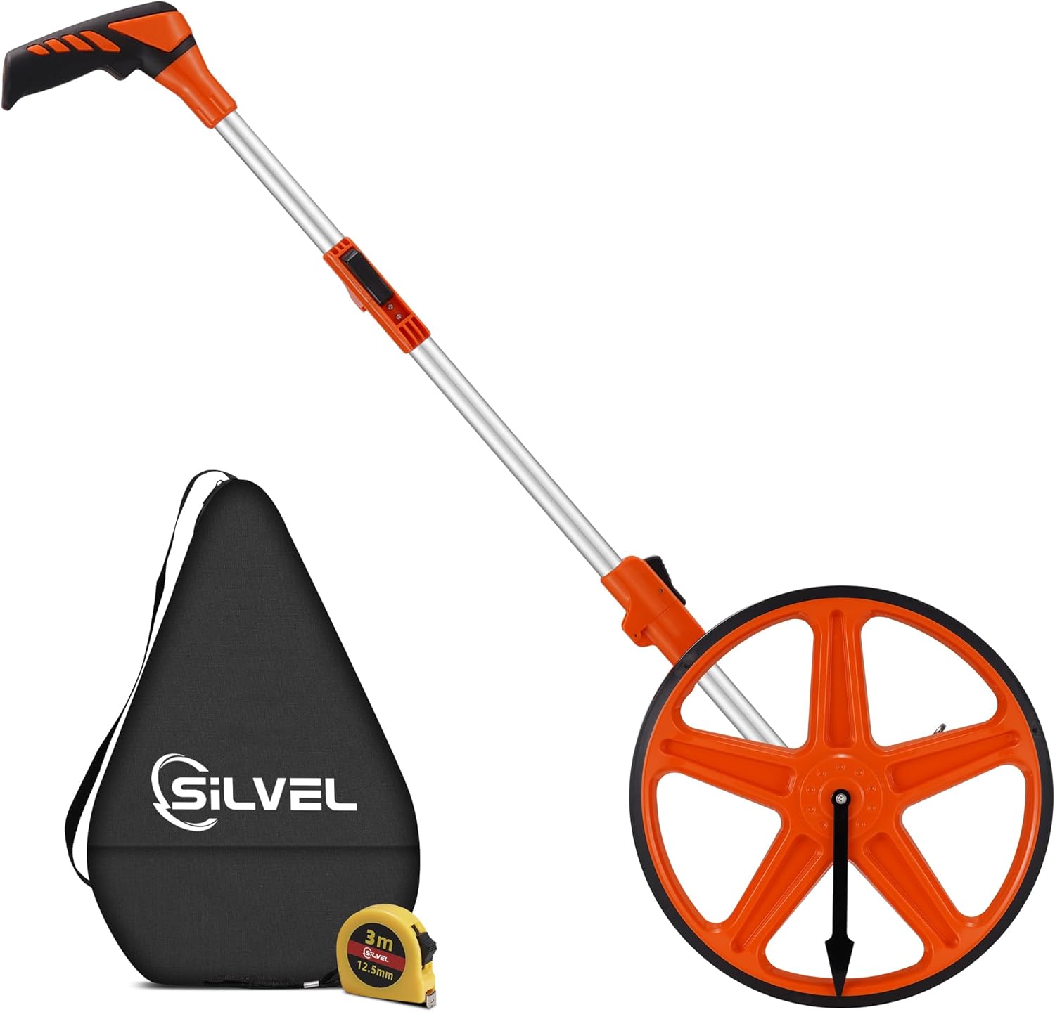 Silvel KF370020-01-NEW 12 Inch Measuring Wheel MAX9999FT Measuring Wheel in Feet and Inches One key to Zero Rolling Tape Measuring Wheels Orange
