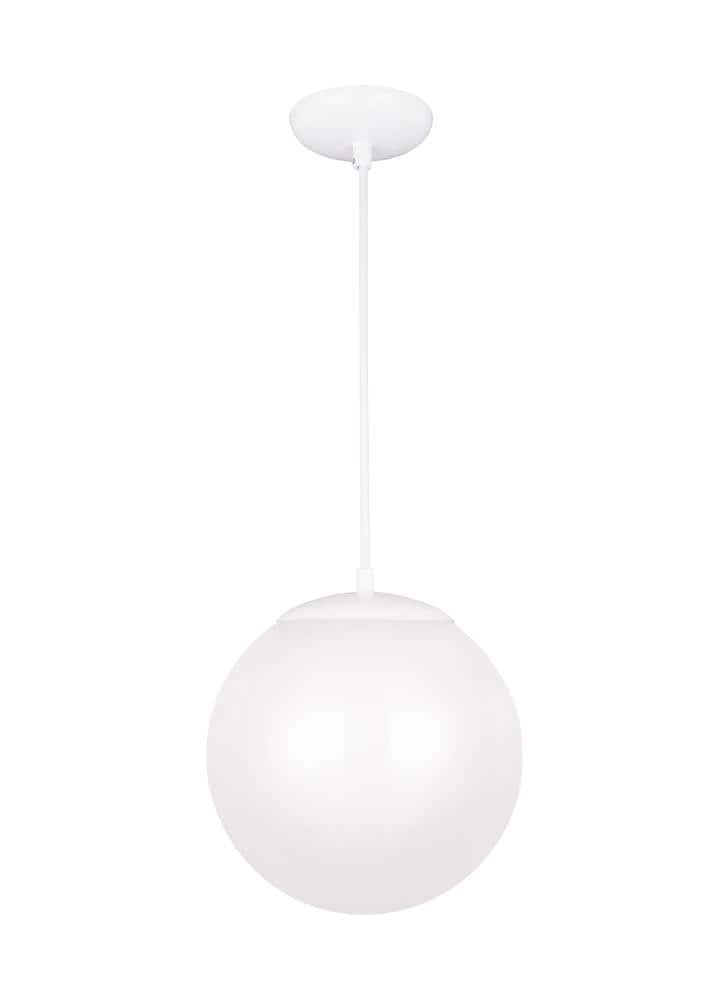 Generation Lighting 6022EN3-15 Leo 1 -Light White Modern/contemporary White glass Globe Medium Hanging Pendant light
