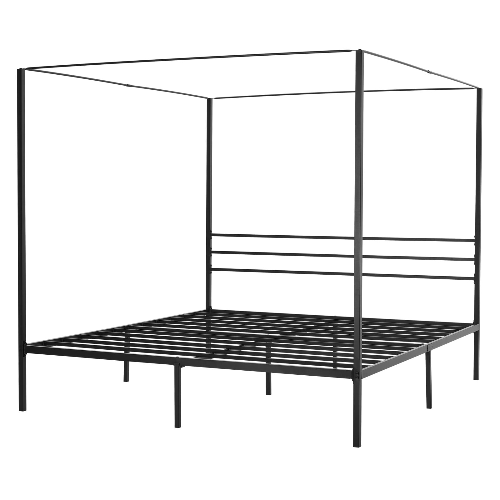 VEVOR - King Size Canopy Bed Frame Metal Canopy Bed with Four Posters Design Heavy Duty Steel Sla...