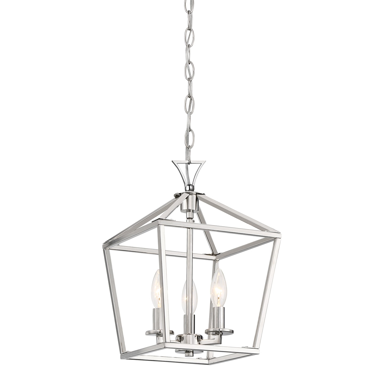 Polished Nickel 3-Light Farmhouse Pendant Chandelier