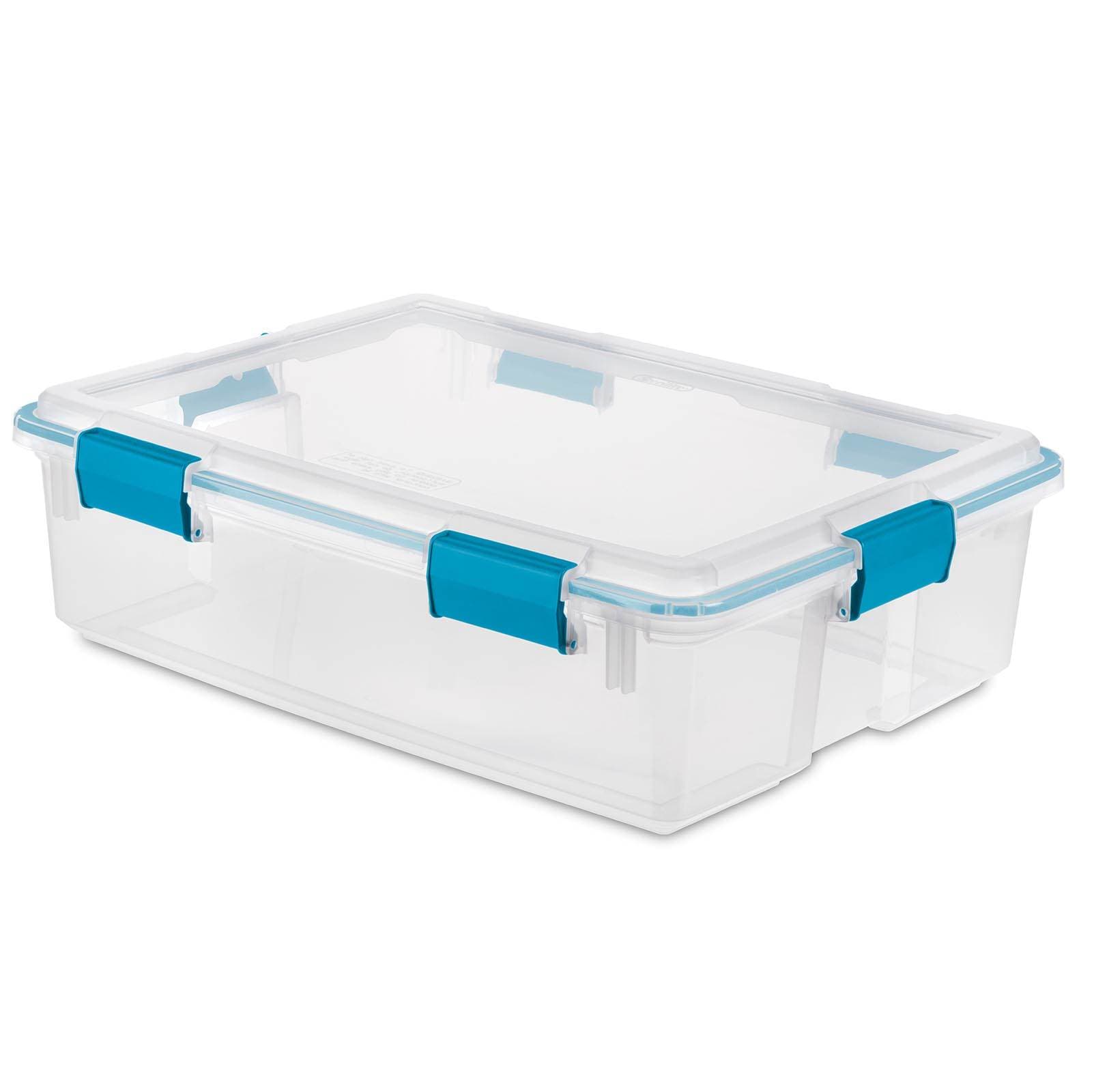 Sterilite 54 Quart Clear Plastic Stackable Storage Container Box Bin with  Air Tight Gasket Seal Latching Lid Long Term Organizing Solution, 12 Pack