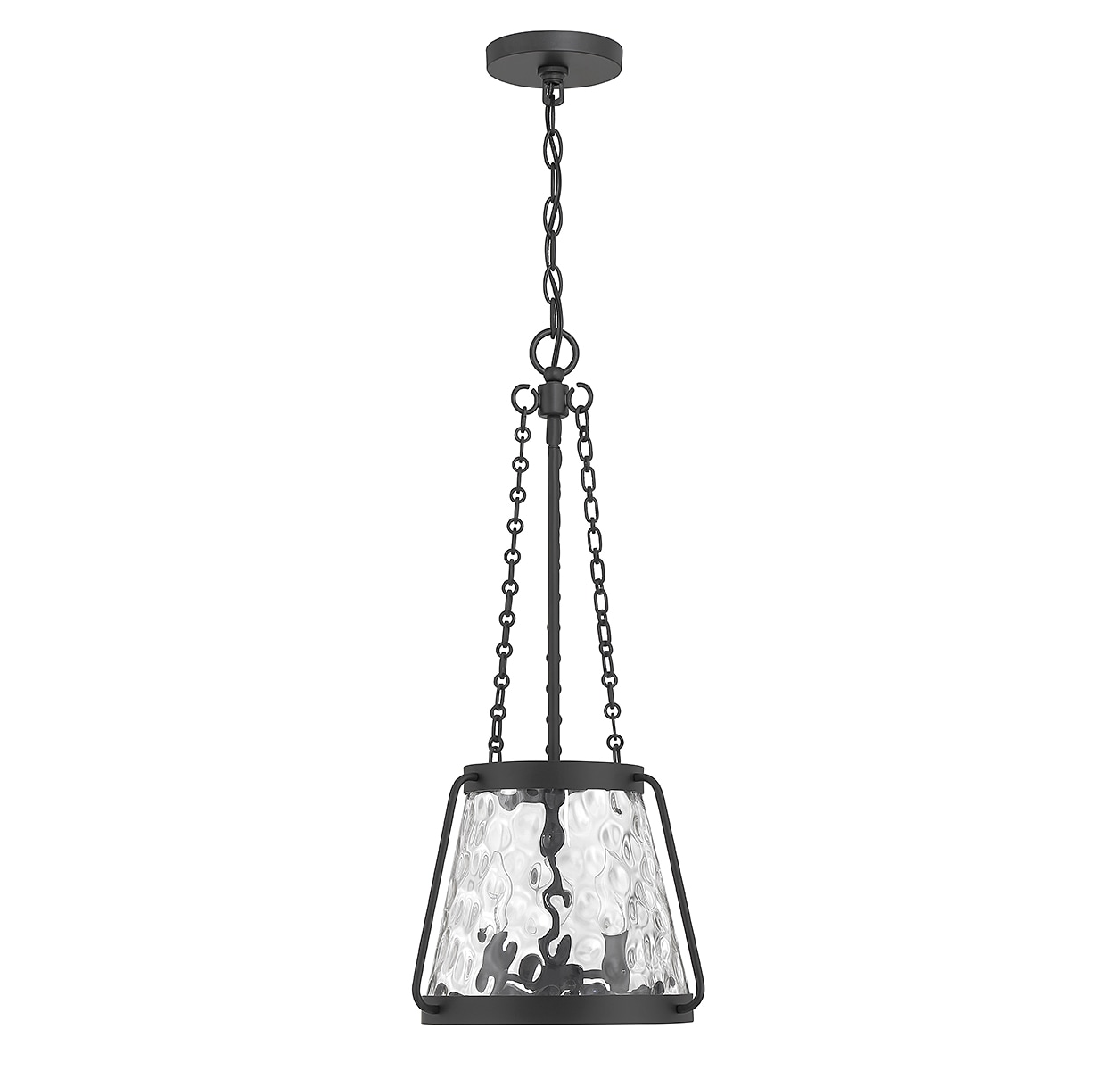 Crawford Matte Black 3-Light Pendant with Clear Water Glass Shade